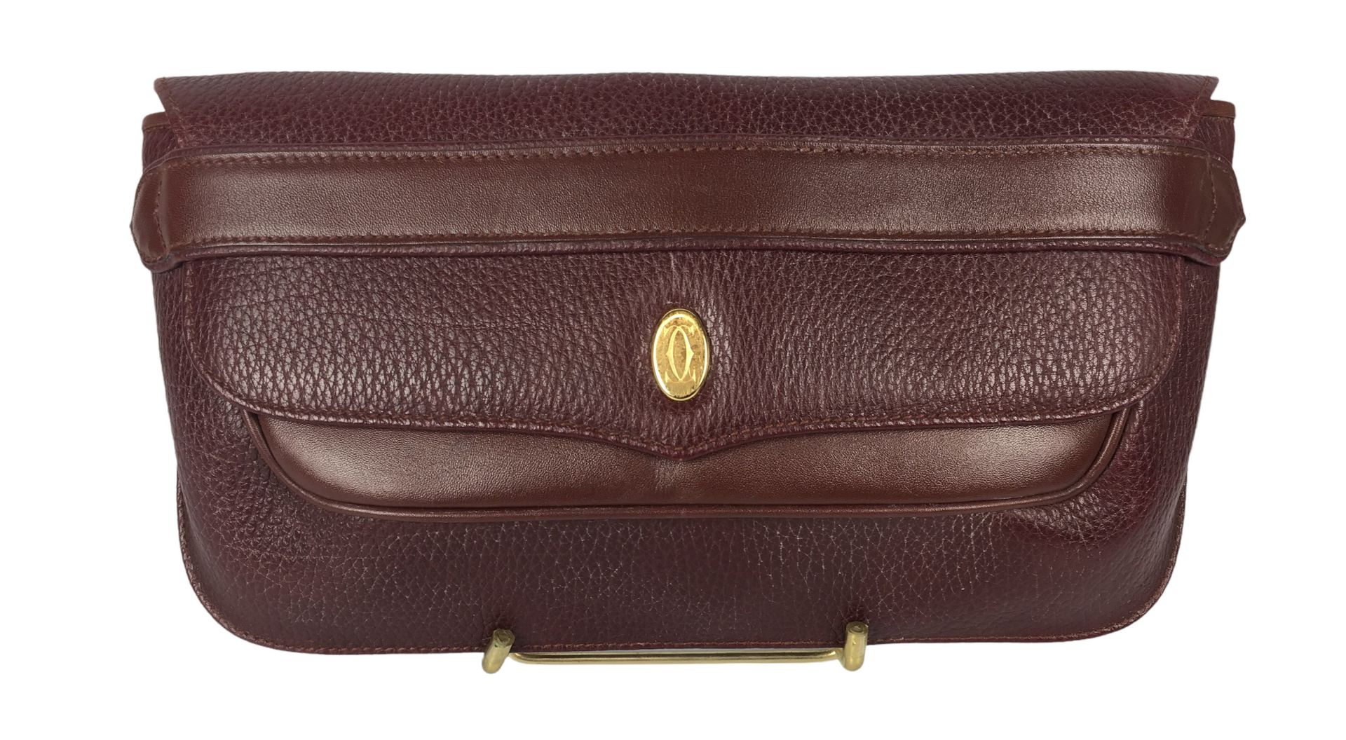 Null CARTIER Clutch bag in burgundy leather. 15 x 27 cm (scratches).