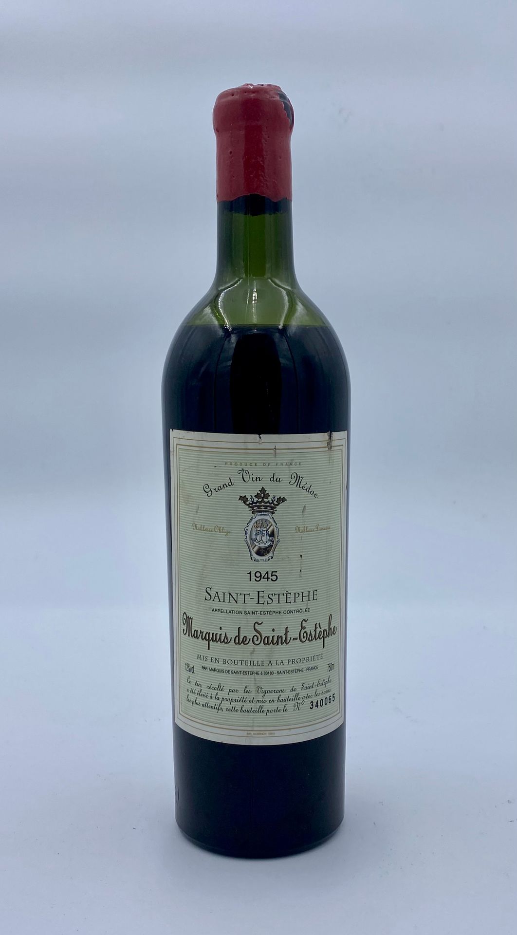 Null 1 bottle CHÂTEAU MARQUIS DE SAINT ESTEPHE 1945 Saint-Estephe (N. He/me, E. &hellip;