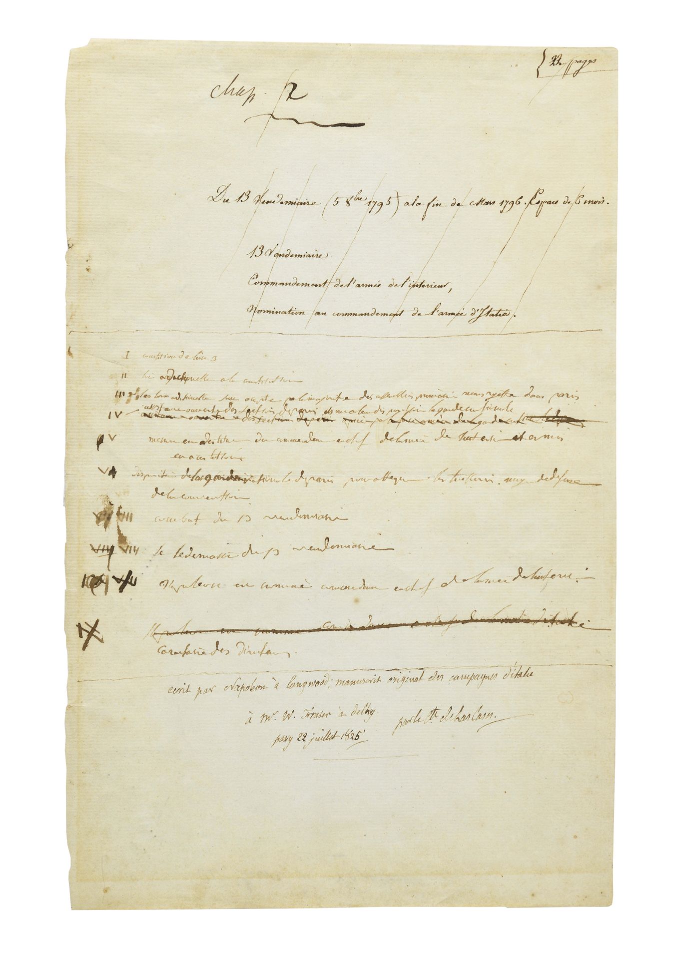 Null NAPOLEON I.文中署名为 "拿破仑 "的亲笔手稿，还有埃马纽埃尔-德-拉斯-库斯（Emmanuel de Las Cases）（父亲）的亲笔加&hellip;