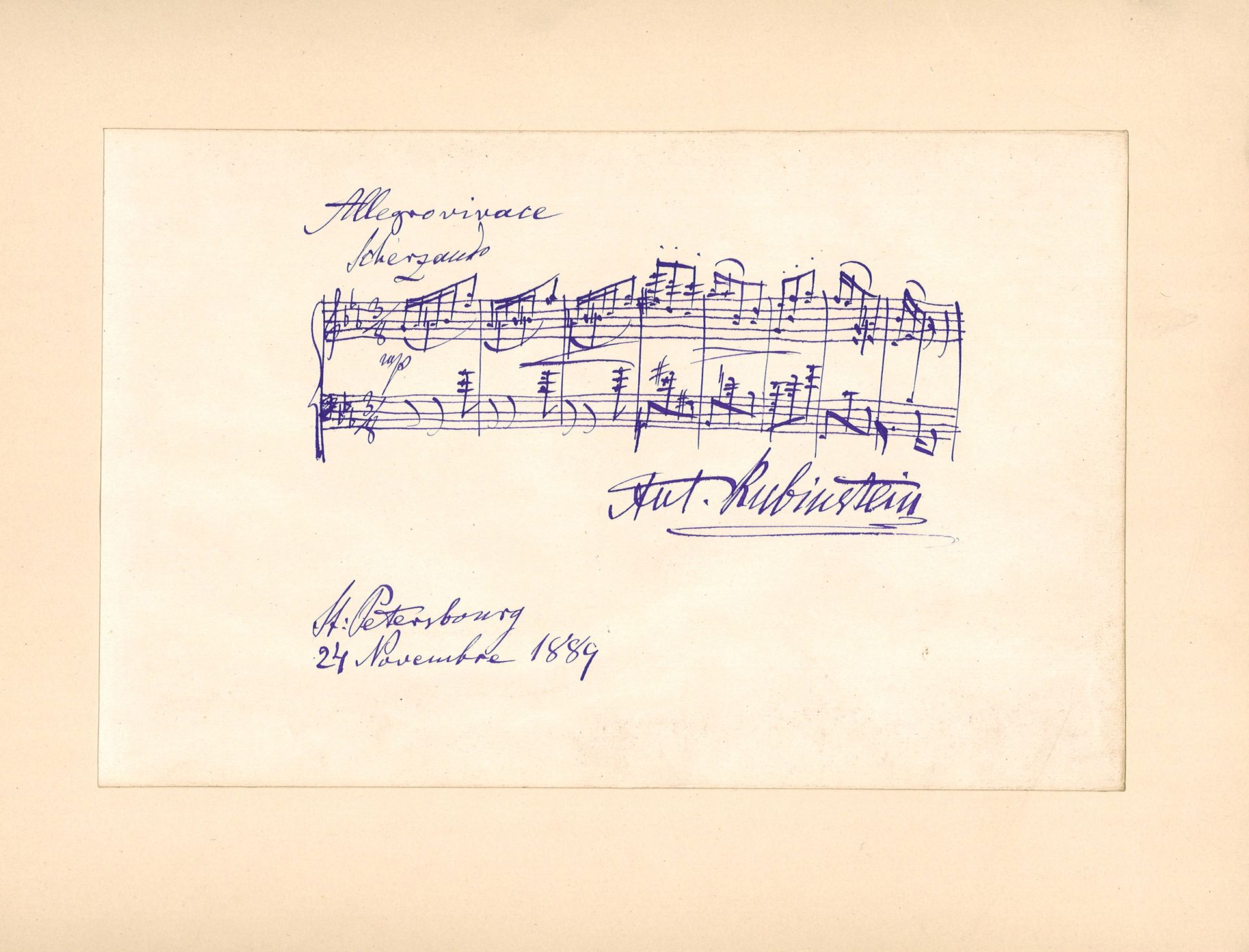 Null RUBINSTEIN Anton (1829-1894).

Autographes, signiertes Musikzitat mit dynam&hellip;