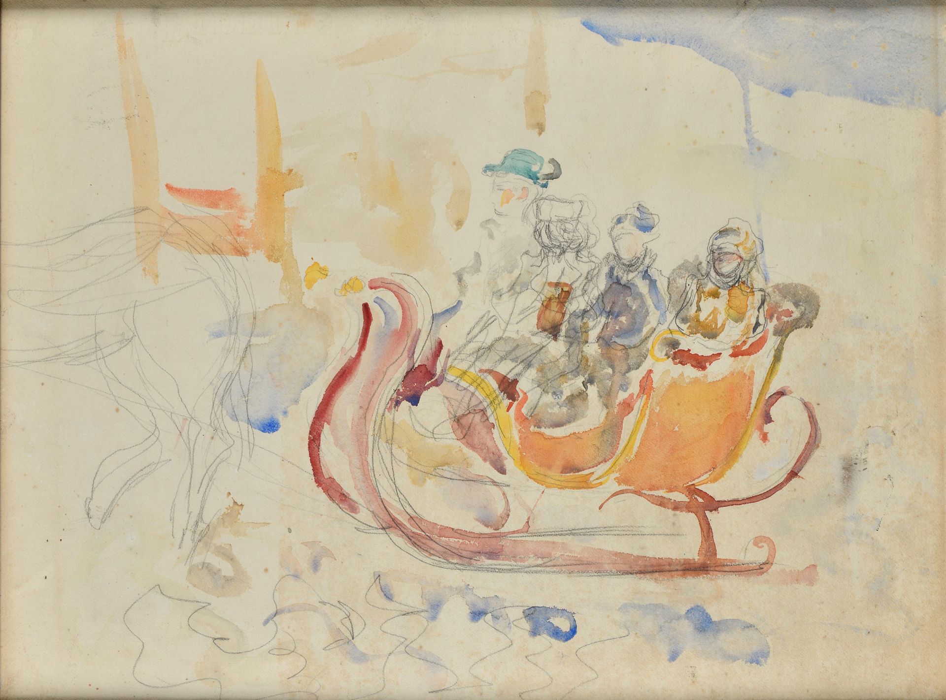 Null TERECHKOVITCH Constantin

(1902-1978)，归属于

雪橇的草图

纸上铅笔和水彩画

46 x 60 cm (展出中&hellip;