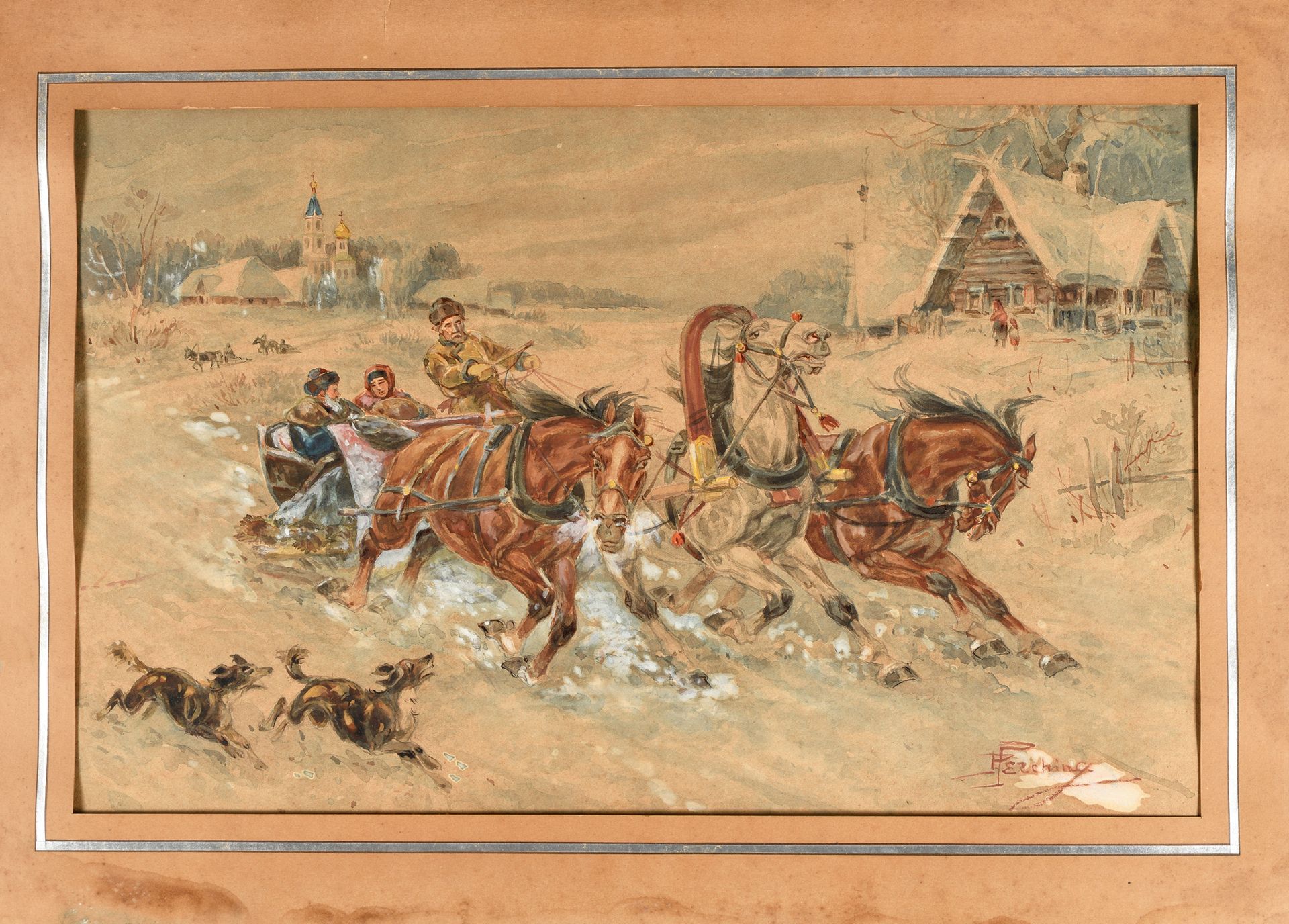 Null 皮埃尔-佩申 (1877-1956)

雪中的三驾马车场景

纸板上的水彩画

右下方有签名

34.5 x 51.5厘米



ПЕРШИН Пьр&hellip;