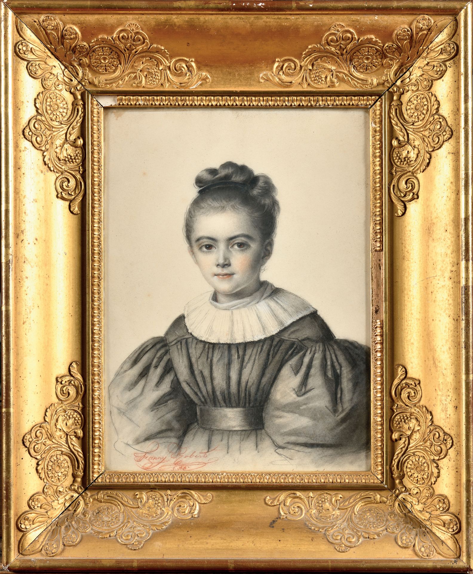 Null FANNY ROBERT (1795-1872) 

“Portrait de Mademoiselle Favre” 

Dessin au cra&hellip;