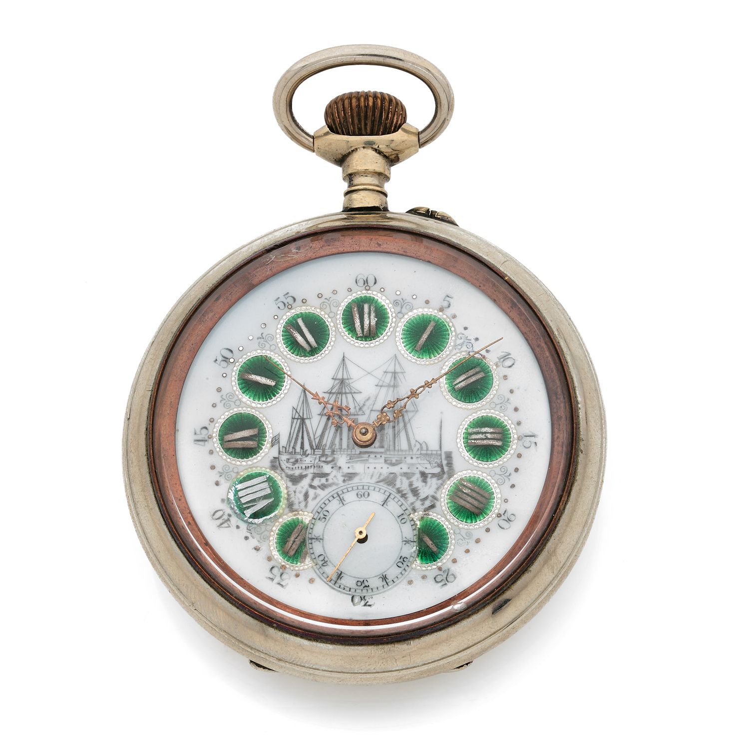 Null REGULADOR
Circa: 1900.
Reloj de bolsillo con regulador de acero. Caja graba&hellip;