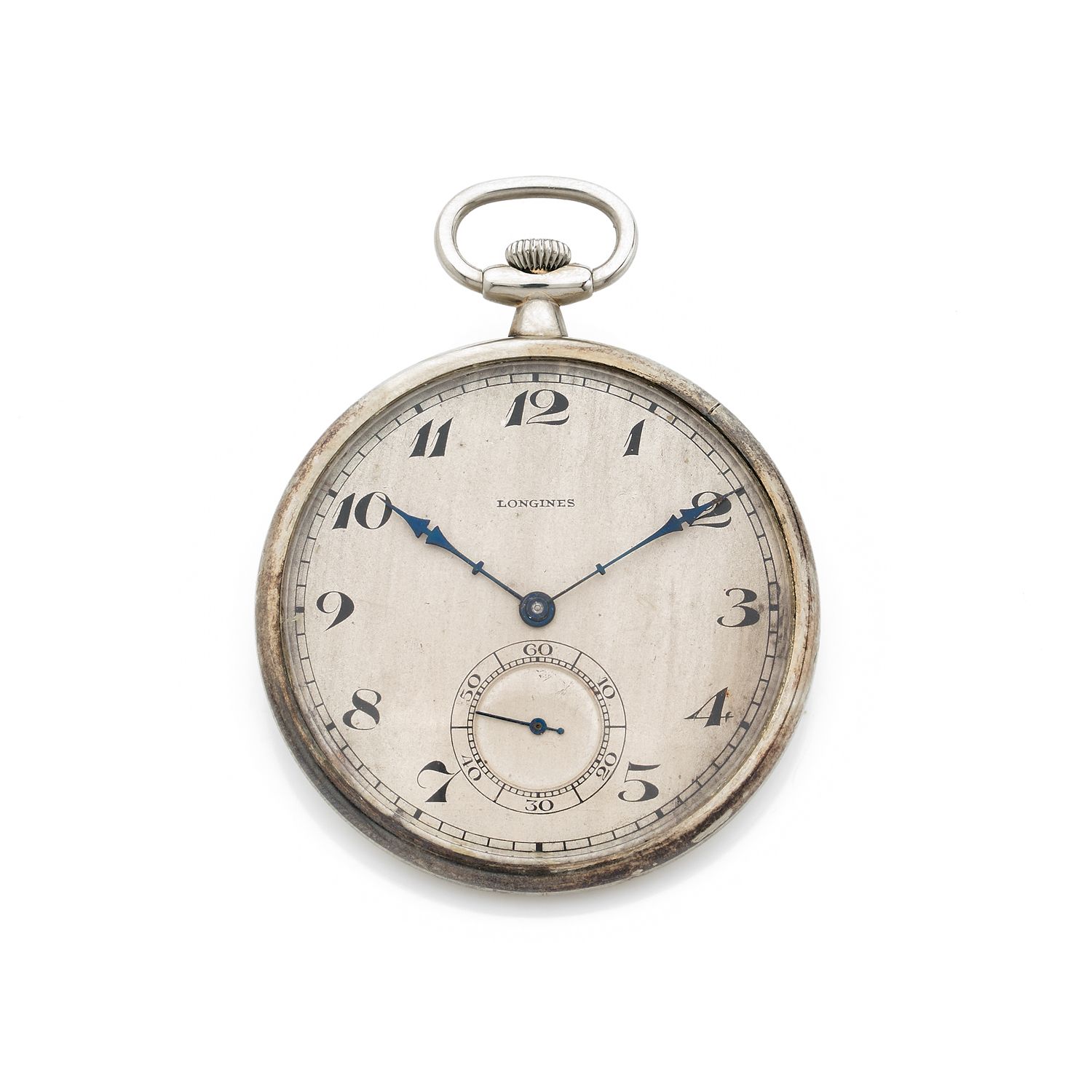 Null LONGINES
Extra flat gusset. 
Circa 1930. 
Pocket watch in white gold 750/10&hellip;