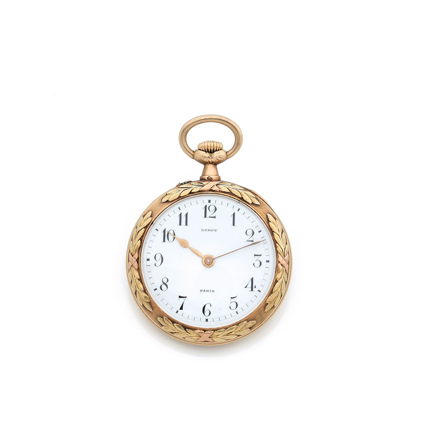 Null LEROY 
Circa: 1900. 
Reloj de cuello de oro amarillo 750/1000. Esfera blanc&hellip;