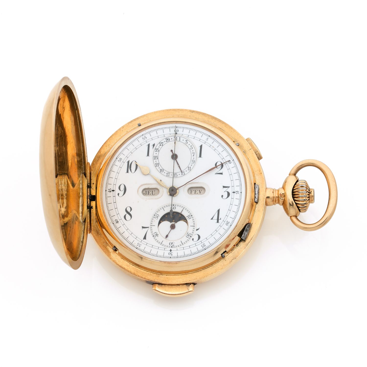 Null CHARVET
Cronografo con complicazione.
Circa: 1910.
Scatola di sapone in oro&hellip;