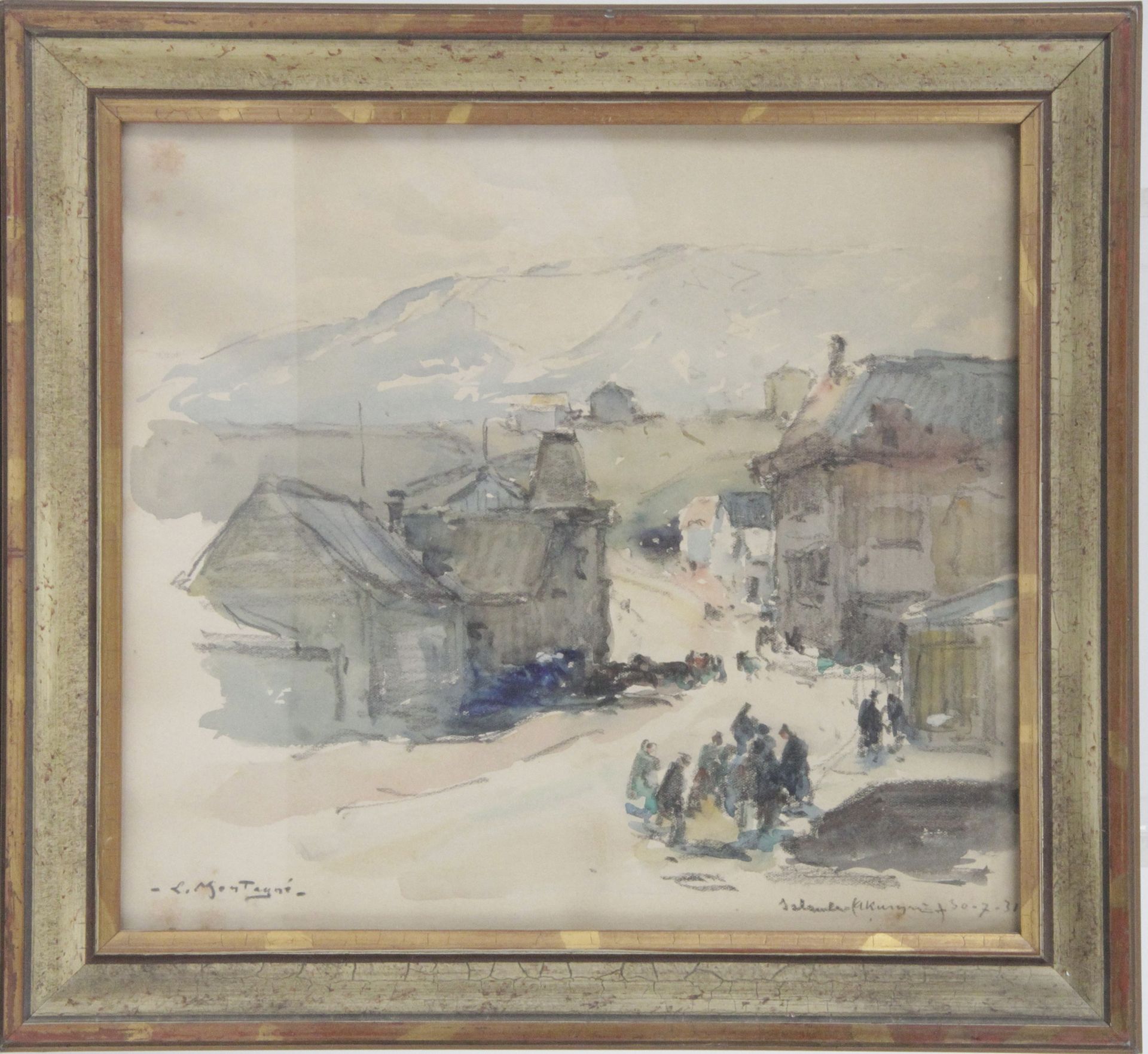 Null Louis Agricol MONTAGNÉ (1879-1960) vista de Sallanches. 

Acuarela firmada &hellip;