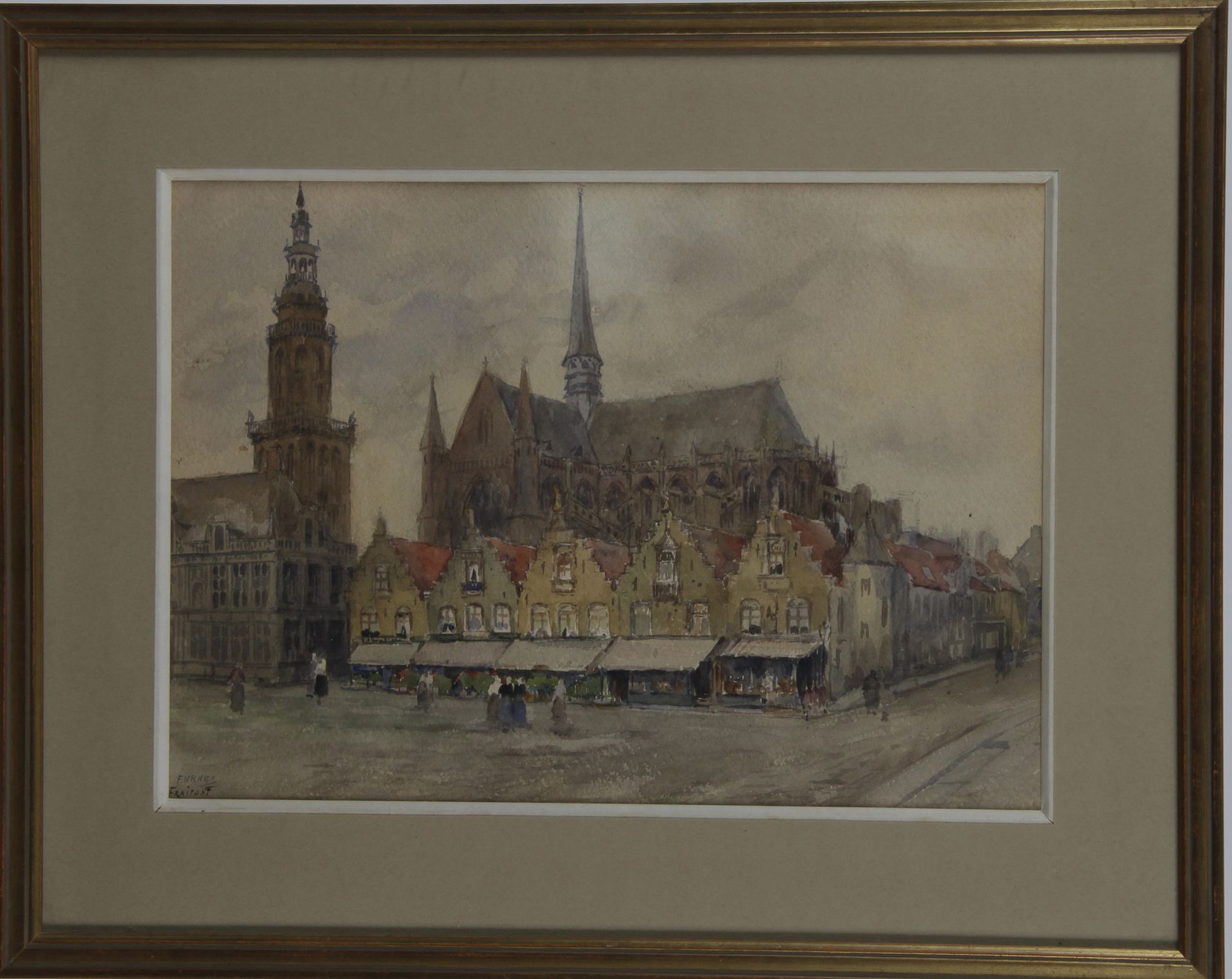 Null 加斯东-弗莱邦(1849-1923) 

"从北方的一个城市看到的"，水彩画，左下方有签名。

H.23.5 x W. 33.5 厘米