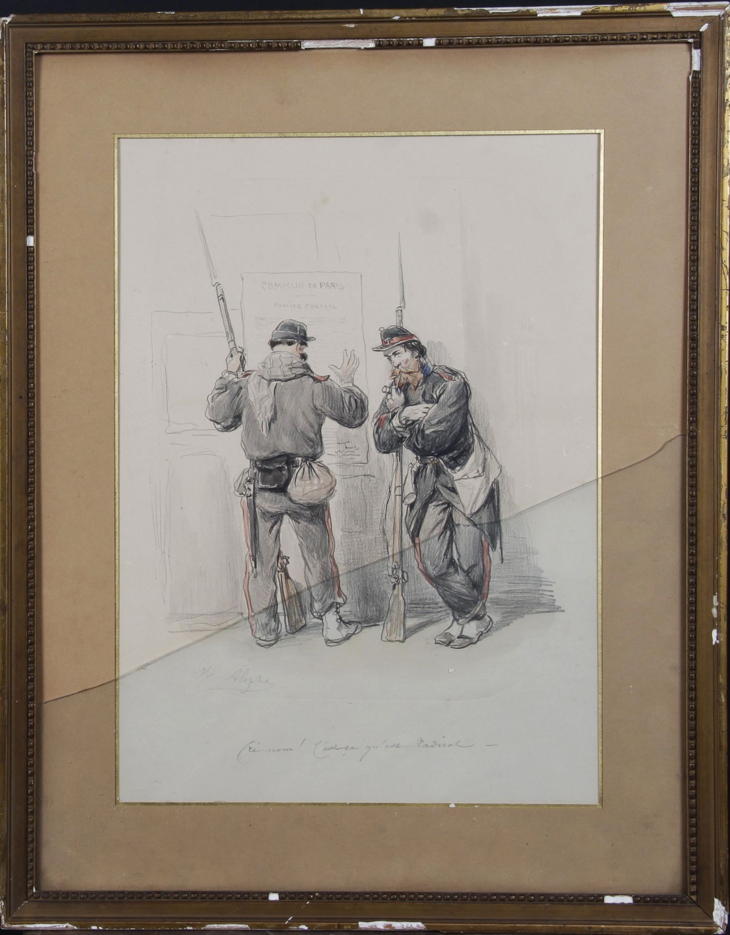 Null 亚历山大-梅努特-阿洛夫(1812-1883)

三幅彩色石版画:

- 公社的士兵们 

- 世俗的对话 "你看，爱是沉积在我们心中无限的希望，就像&hellip;