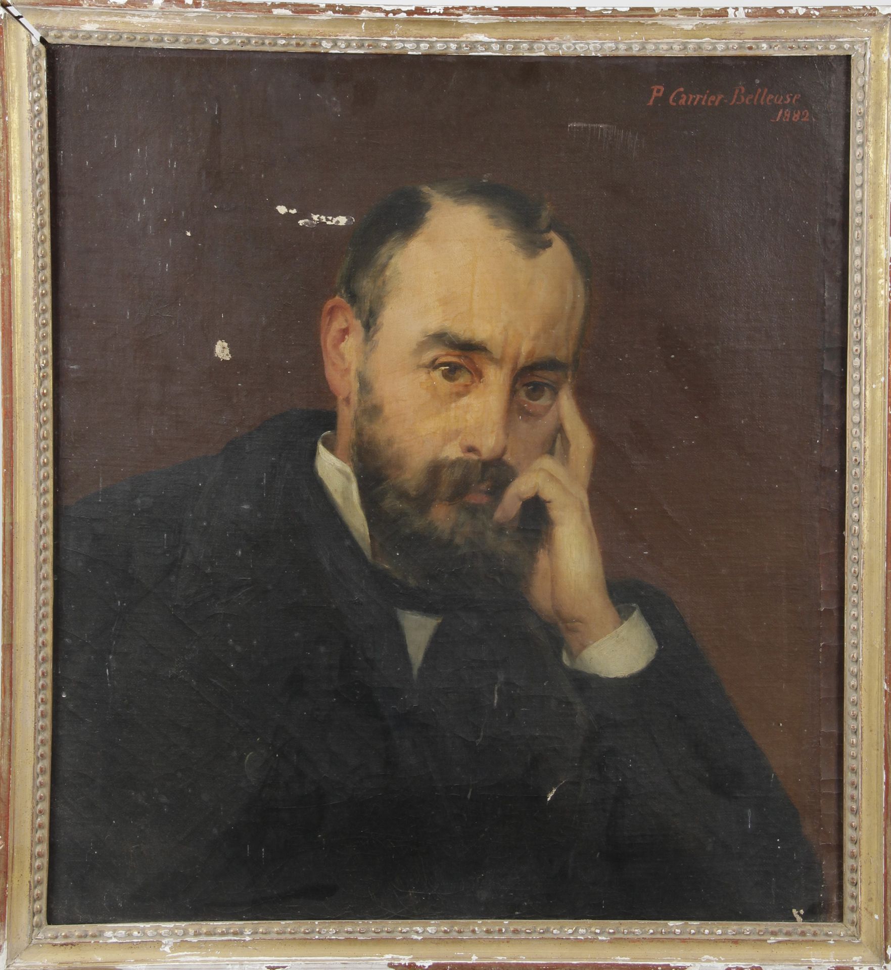 Null Pierre CARRIER-BELLEUSE (1851-1932/33) 一个人的画像。右上角有签名的布面油画。

H.58 x W. 53 cm&hellip;