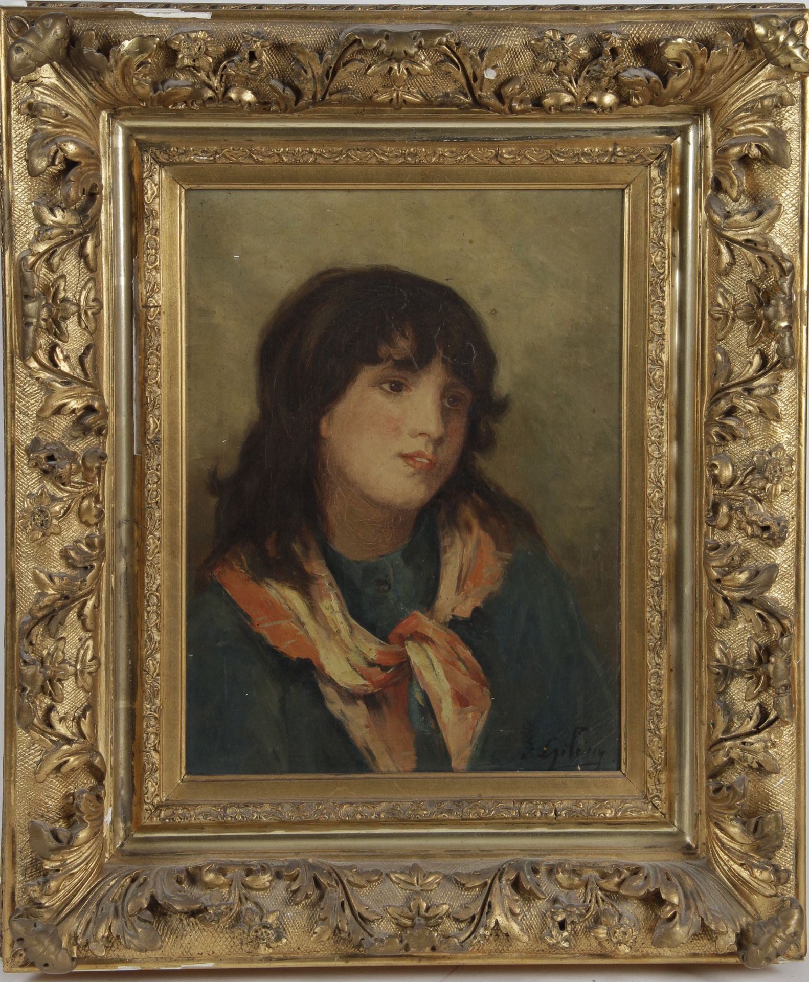 Null 19世纪的意大利病人

"年轻女孩的肖像"，布面油画，右下角签有Giliberty。

查看时的尺寸：高38.5 x 宽28.5厘米