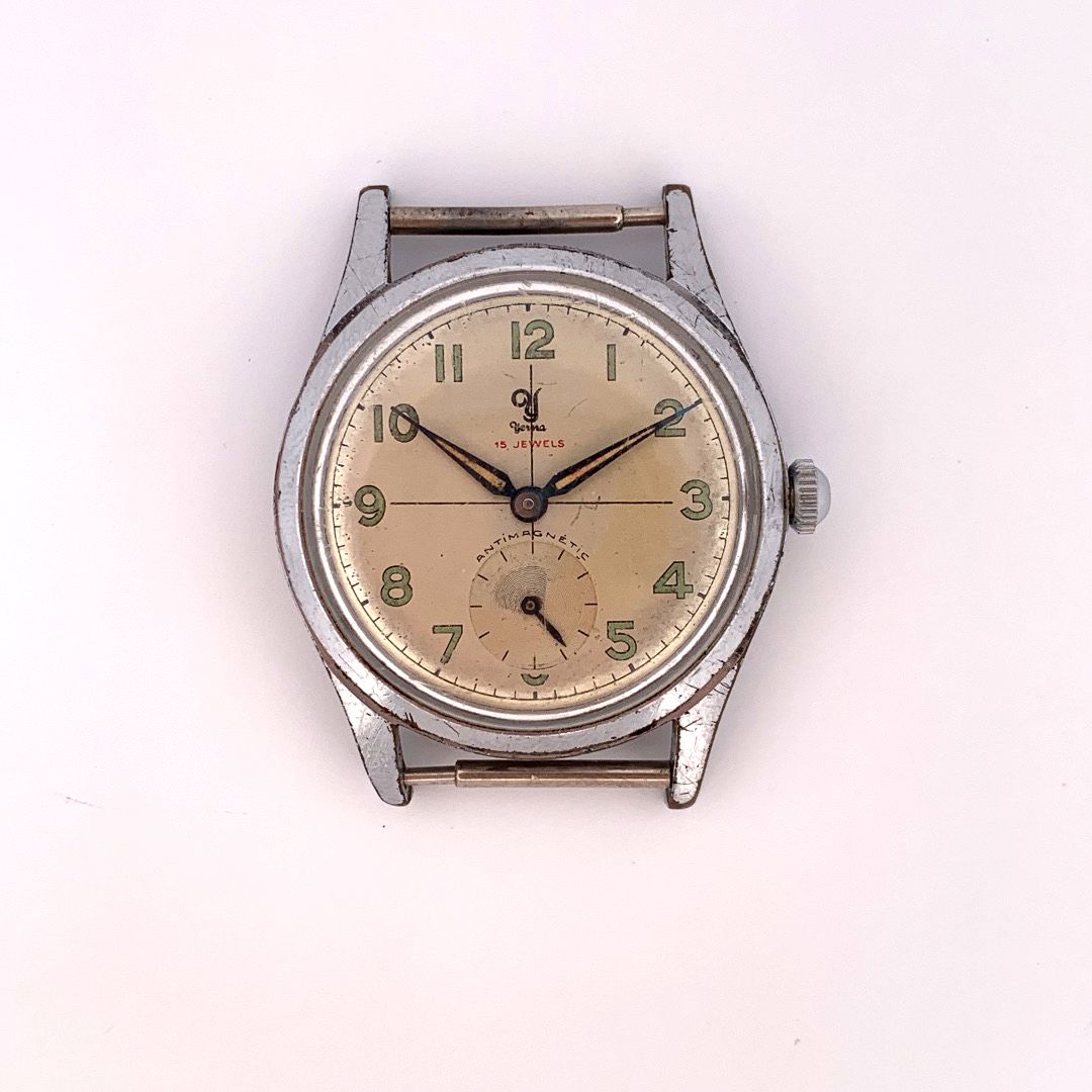Null YEMA

Reloj clásico de hombre.

Alrededor de 1950.

Serie: Sans. 

Caja : C&hellip;