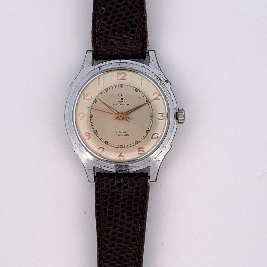 Null YEMA

Reloj clásico de hombre.

Alrededor de 1960.

Serie: 45514. 

Caja : &hellip;