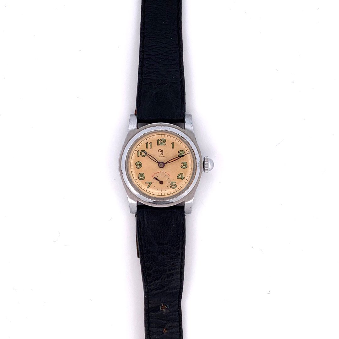 Null YEMA

Reloj clásico de hombre.

Alrededor de 1950.

Serie: 869033. 

Caja :&hellip;