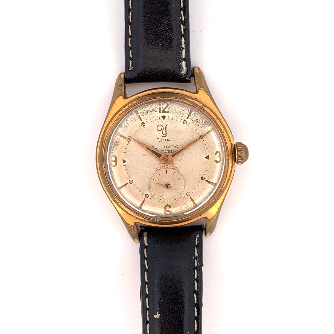 Null YEMA

Reloj clásico de hombre.

Alrededor de 1950.

Serie: 16603. 

Caja : &hellip;