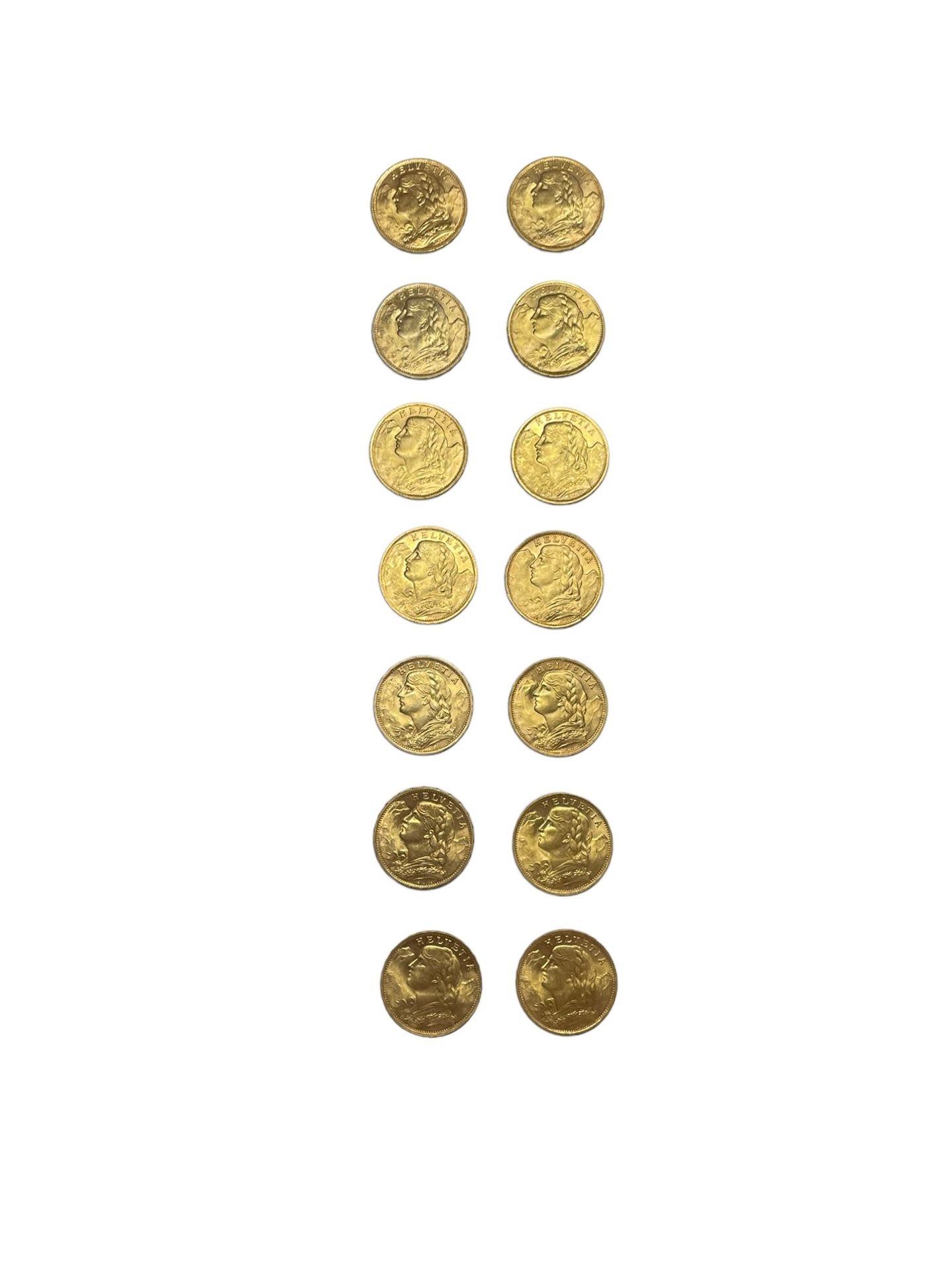 Null SUISSE
14 pièces 20 francs or
Poids : 90.2 g