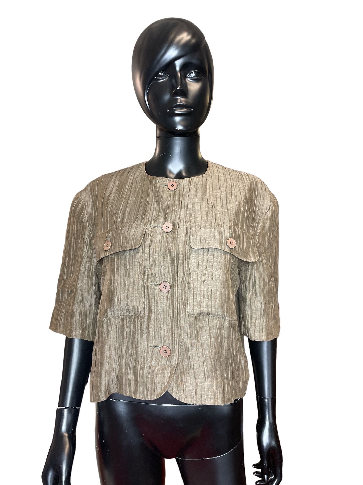 Null CHRISTIAN DIOR BOUTIQUE 
Short-sleeved summer jacket in ice brown linen and&hellip;