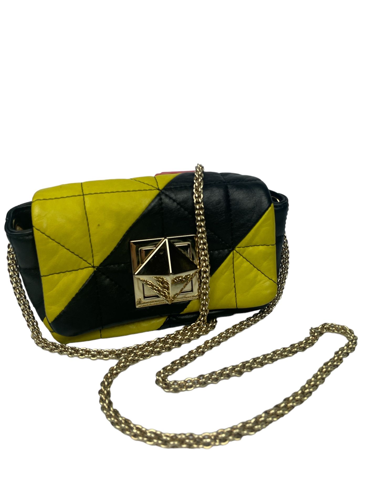 Null SONIA RYKIEL 
Two-tone black and yellow leather bag, shoulder bag, "le copa&hellip;