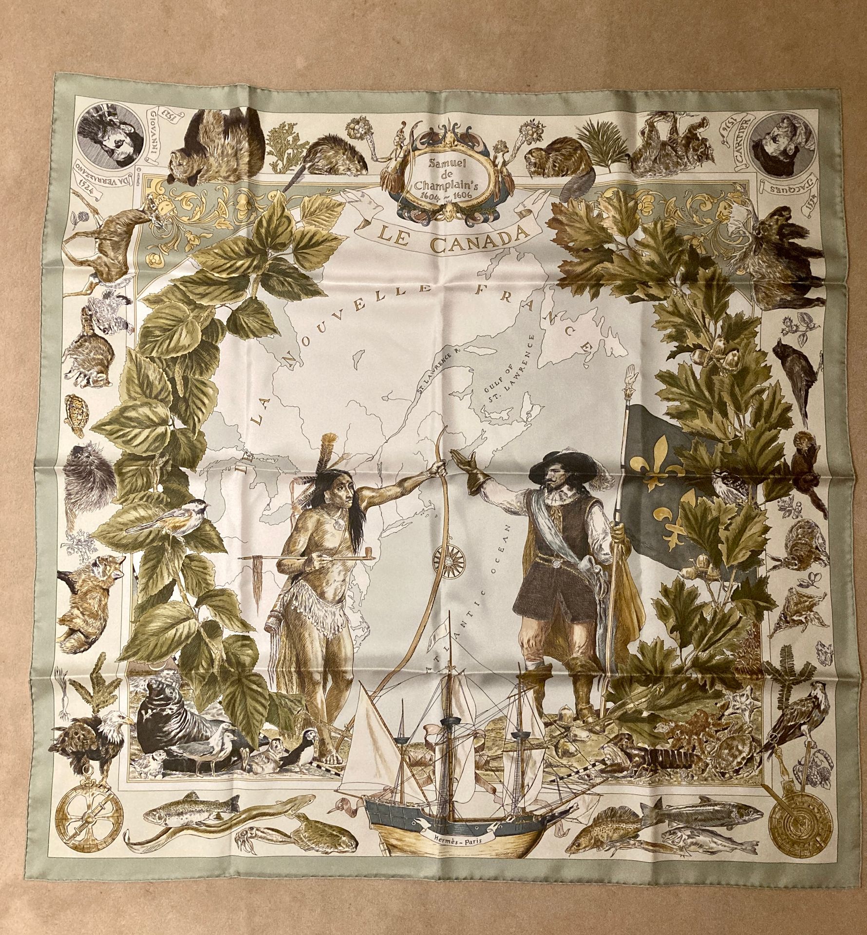 Null HERMES PARIS
Silk scarf titled "Le Canada". Box
Good condition