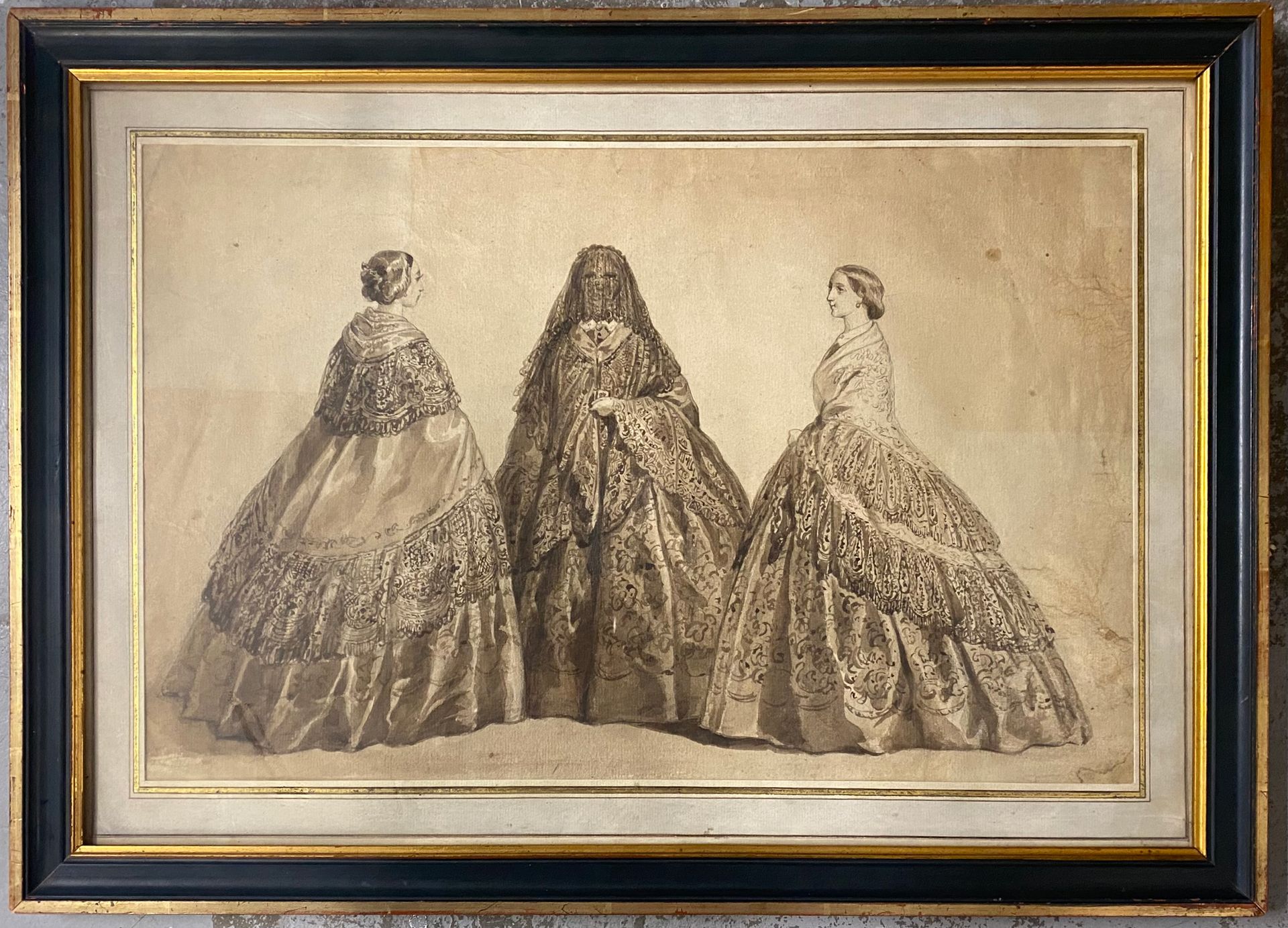 Null 19世纪的法国学校

一个女人的三重画像

右边是欧也妮的画像 ? 

在纸上清洗

27 x 41.5 cm (展出中)

(污渍)