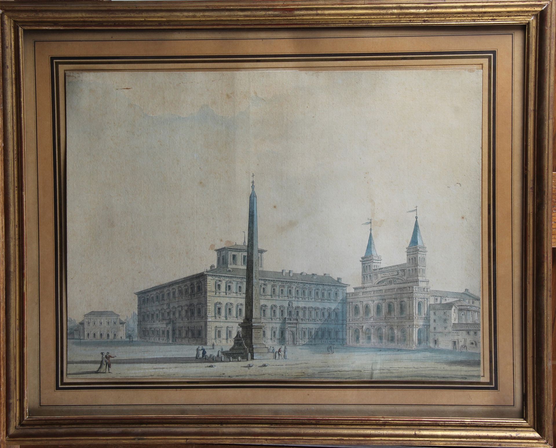 Null 19世纪的学校

"罗马的一个广场的景色

水彩画。尺寸：49,5 x 39 cm