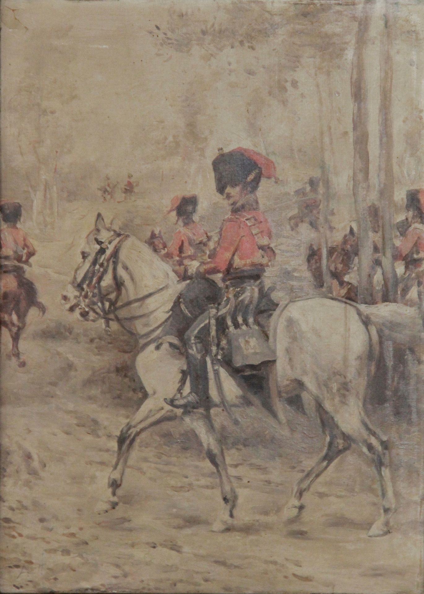 Null 19世纪末的法国病人

马背上的轻骑兵排

纸板上的油彩

左下方有一个签名

31 x 22.7厘米。