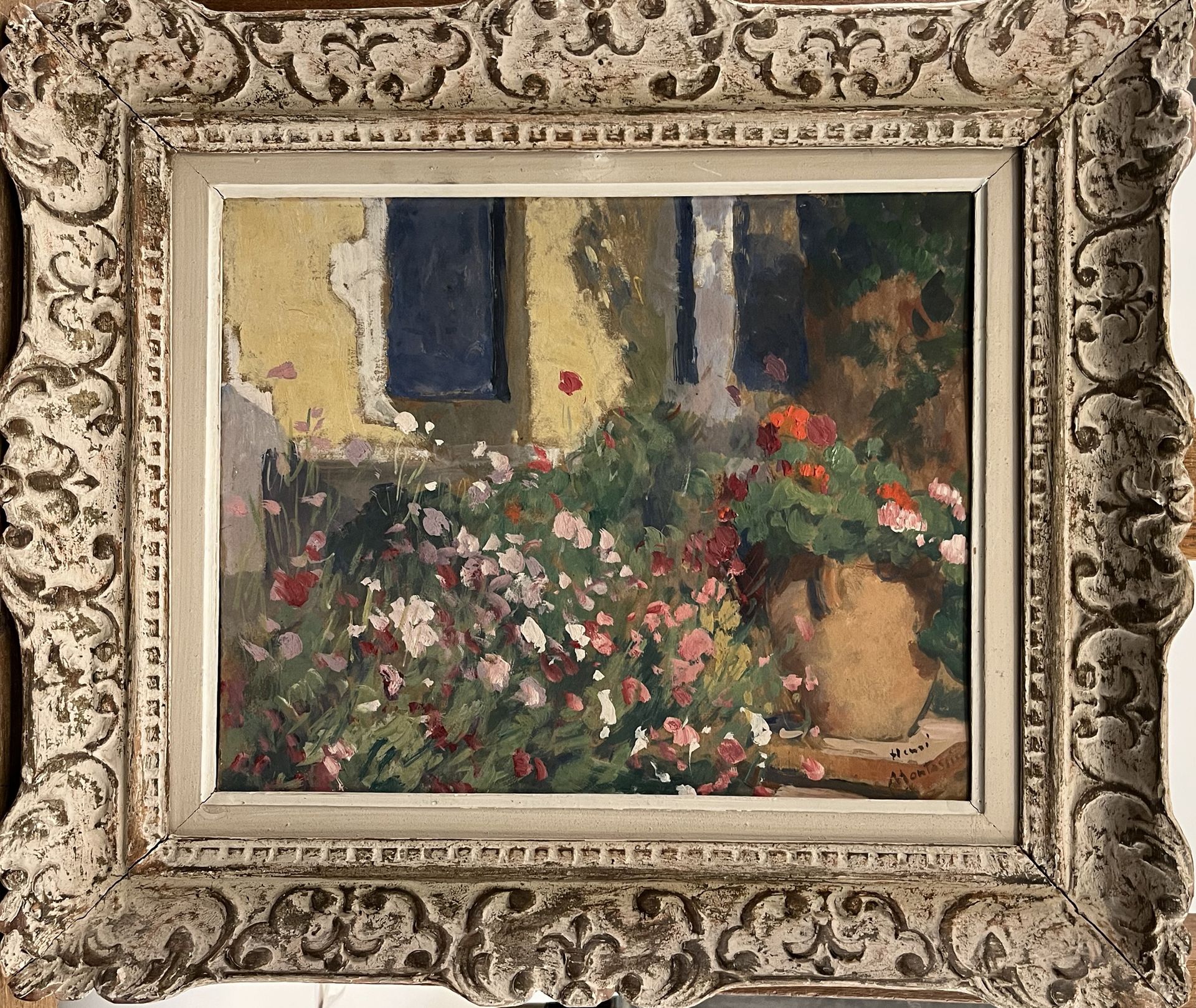 Null 亨利-蒙塔西耶(1880-1946)

"花园里的花"。

面板油画，右下角有签名。

41 x 32 cm