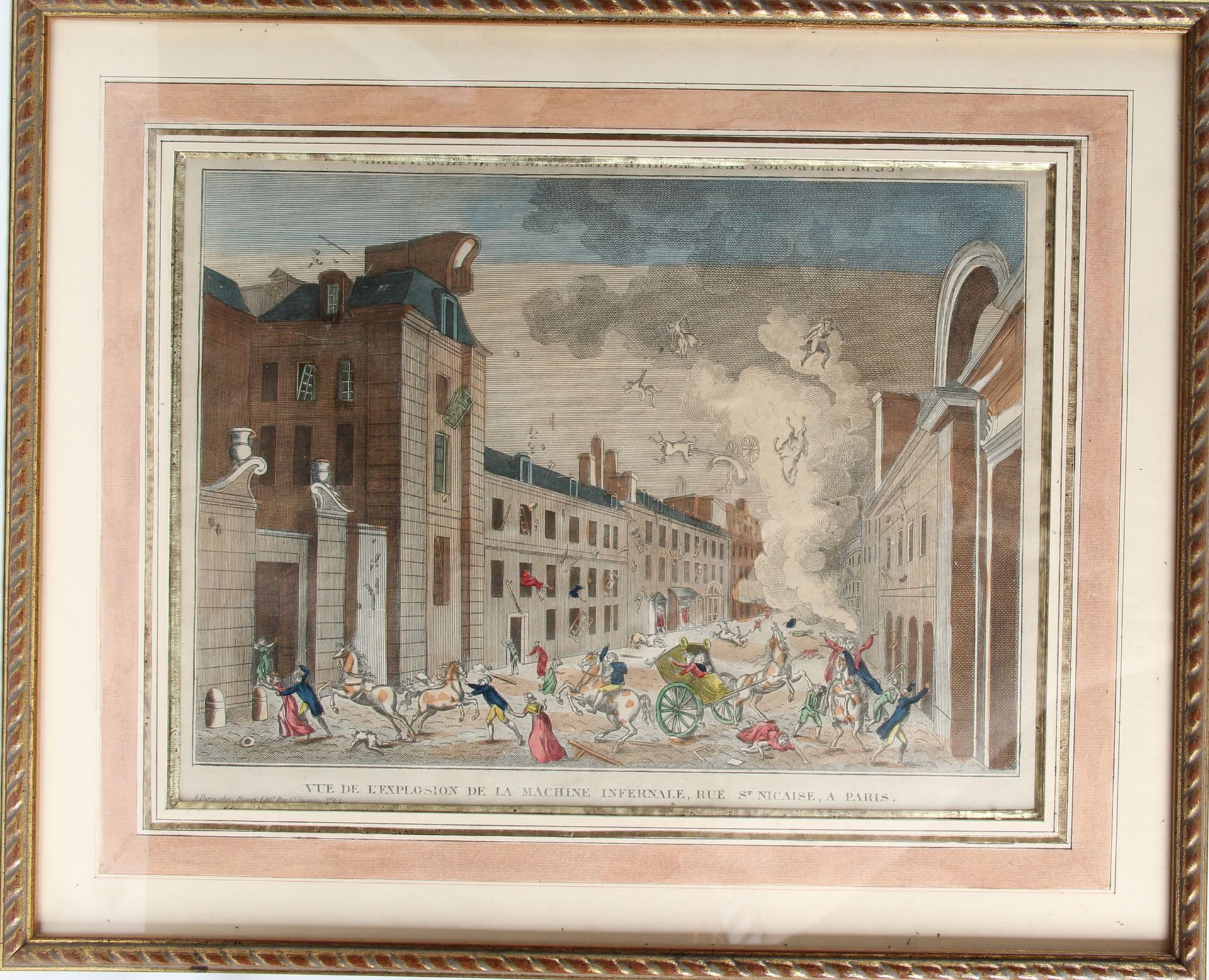 Null 光学视图 

18世纪的法国学校。

"巴黎圣尼凯斯街，无间道机器爆炸的景象 

尺寸：28,5 x 38 cm