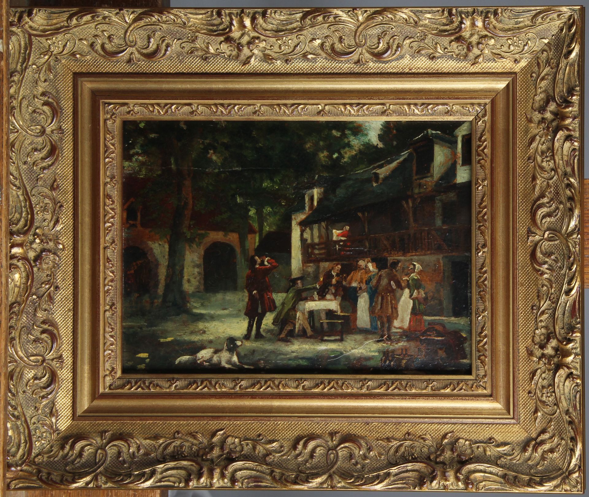 Null 19th CENTURY COPYRIGHT

"Farmyard 

Oil on panel

Size : 19 x 26 cm