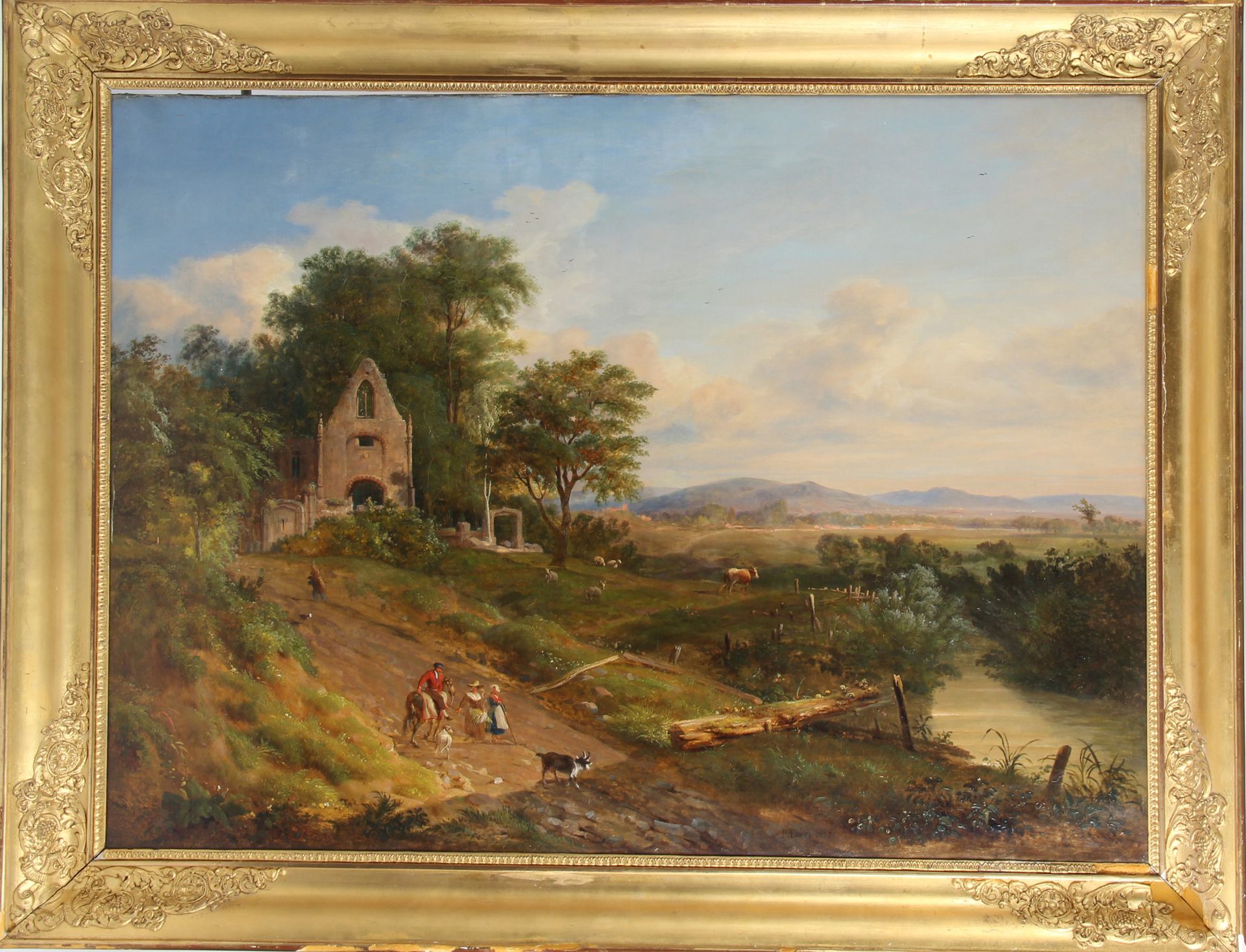 Null 维克托-奥古斯特-莫尔特-萨特鲁维尔 ?

19世纪的法国学校。

"有溪流和废墟的动画景观"。

布面油画，画的底部有 "莫雷特1837 "的注释。&hellip;