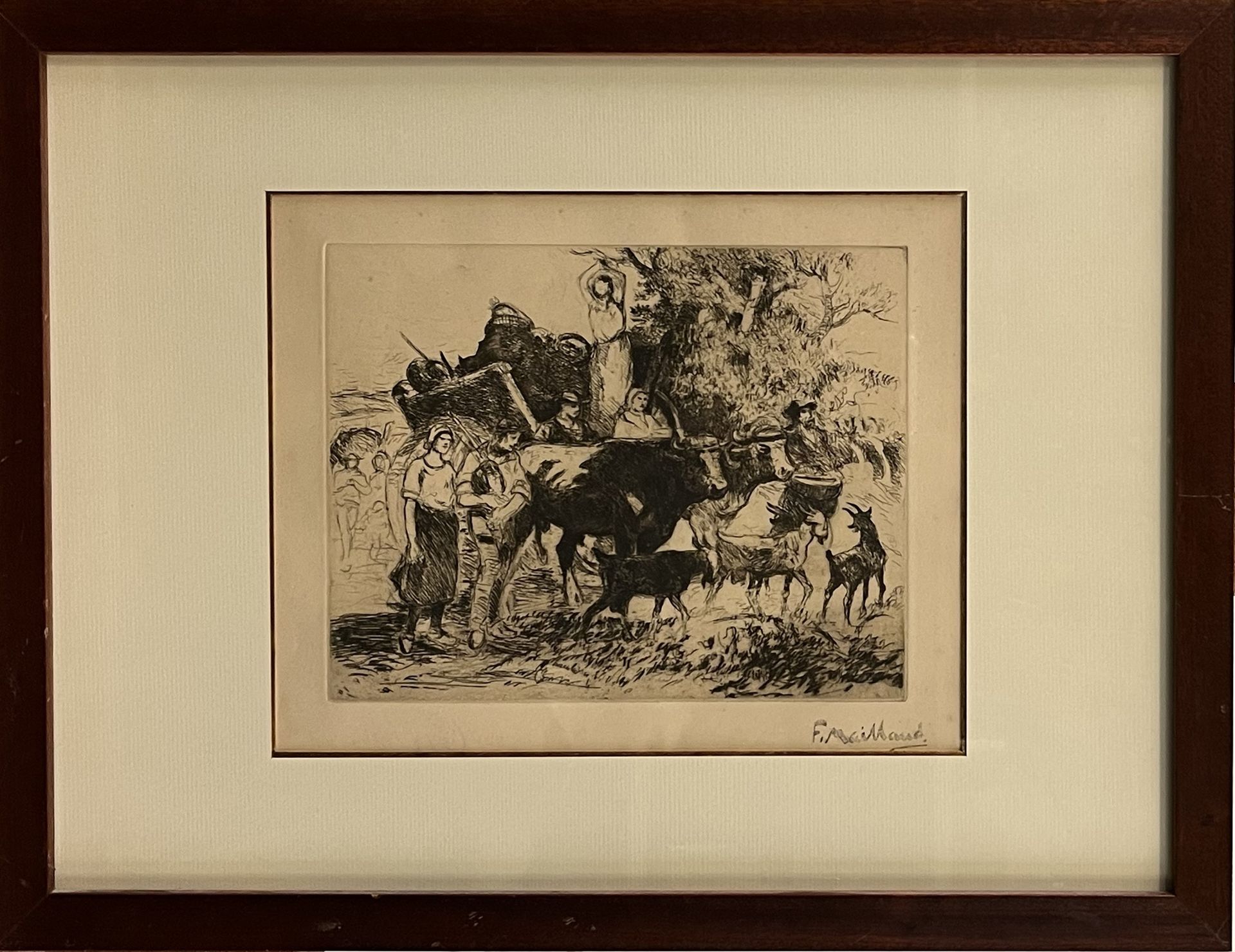 Null 费南-马洛德(1862-1948)

"从田野返回"。

干点法，工作室印章。

19,5 x 24 cm