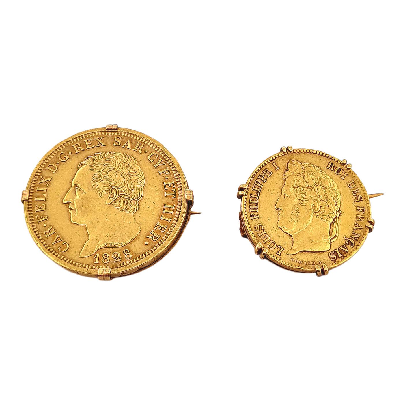 Null DEUX BROCHES
retenant des pièces de Louis Philippe Ier de 40 Francs de 1858&hellip;