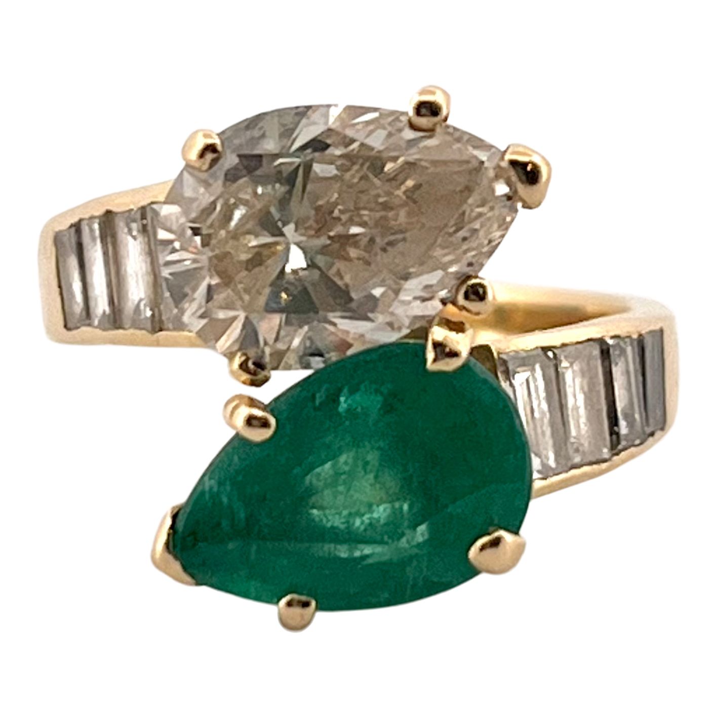 Null YOU & ME RING 
holding a pear emerald and a pear diamond of 1.80 carat each&hellip;
