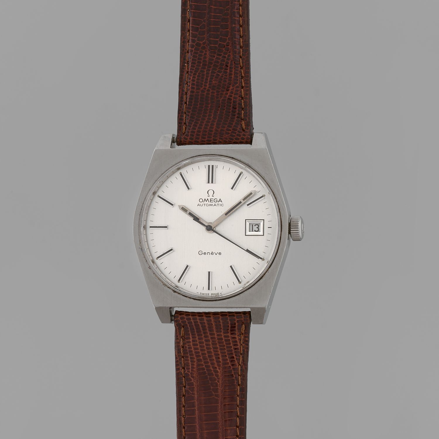 Null OMEGA
Automatic Geneva.
Circa: 1970.
Steel wristwatch, tonneau case. Signed&hellip;