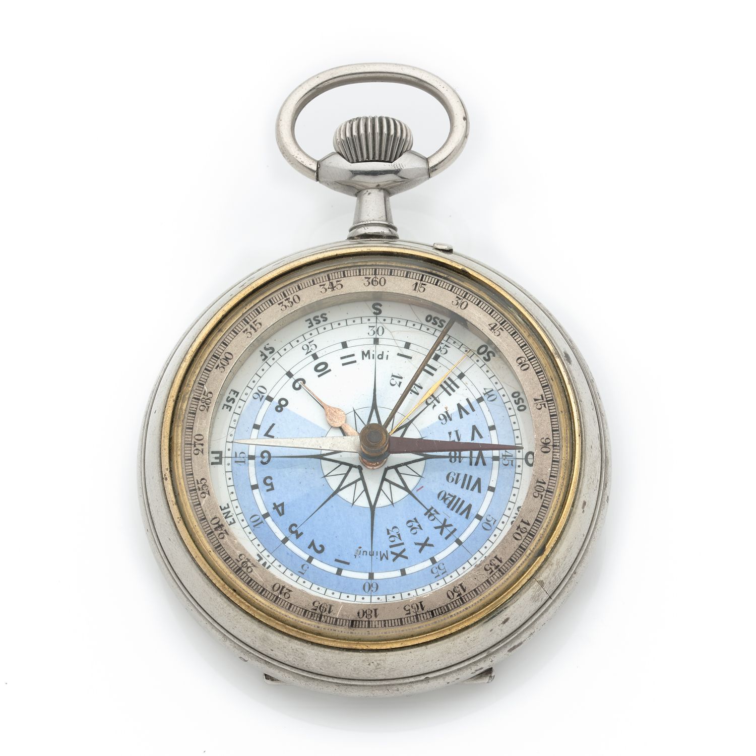 Null 文森特船长的罗盘表
夹层和指南针。 
N°: 5129
约：1900年。 
罕见的法国海洋导航表，带罗盘。原有的白色金属和钢制表壳。手动机械机芯，白色&hellip;