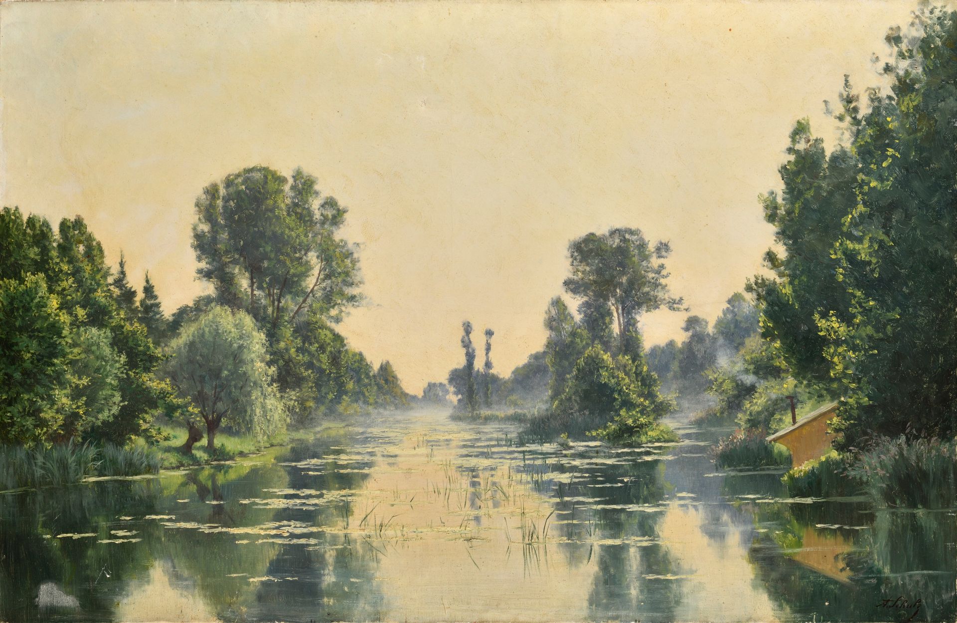 Null Adrien SCHULZ (1851-1931)
Sur le Loing à Montigny , 1893
Huile sur toile 
S&hellip;