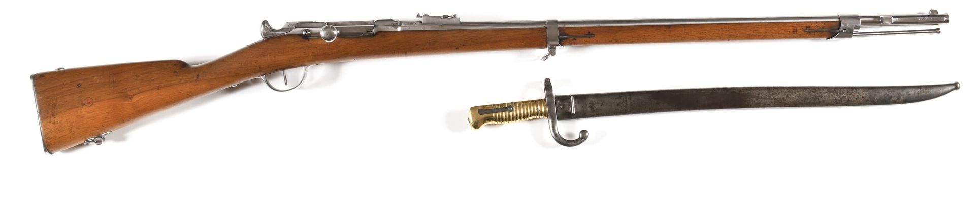 Null INFANTERIEGEWEHR CHASSEPOT MODELL 1866, KALIBER 11 MM. 
Runder Lauf mit Kim&hellip;