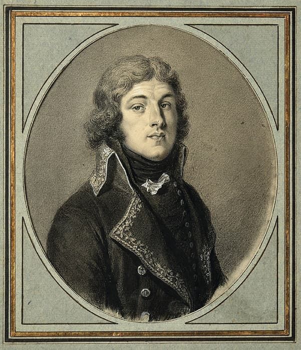 Null 让-乌尔班-格连（1761-1836）。
"路易-拉扎尔-霍赫将军(1768-1797)
用黑色铅笔和白色底纹绘制。
椭圆形视图：高20 x 17厘米&hellip;