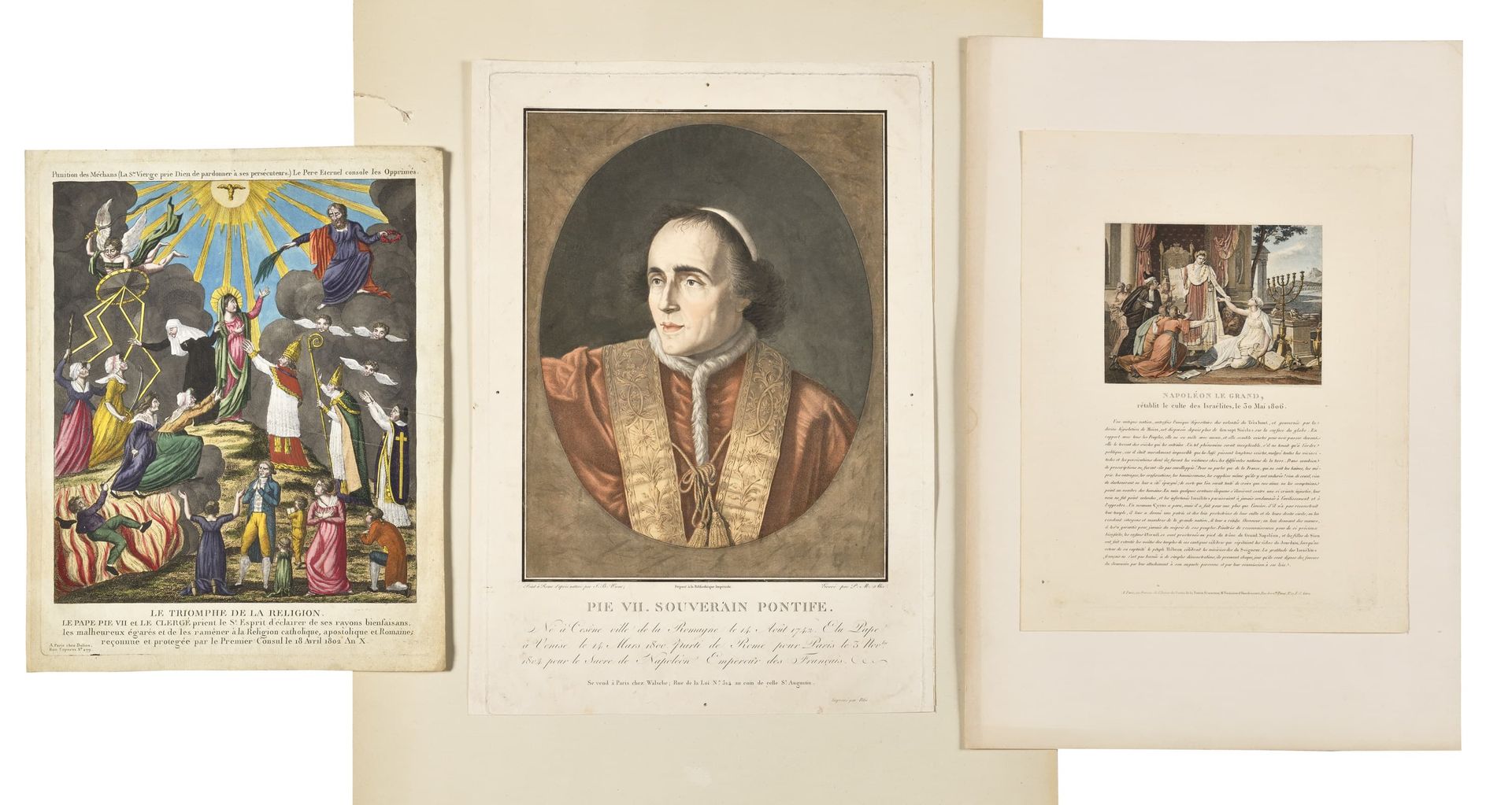 Null 拿破仑与宗教 
三幅版画。 
- 皮乌斯七世。根据威卡的作品进行的彩色雕刻，由阿里克斯完成。39 x 28厘米。 
- 宗教的胜利。教皇皮乌斯七世和教&hellip;
