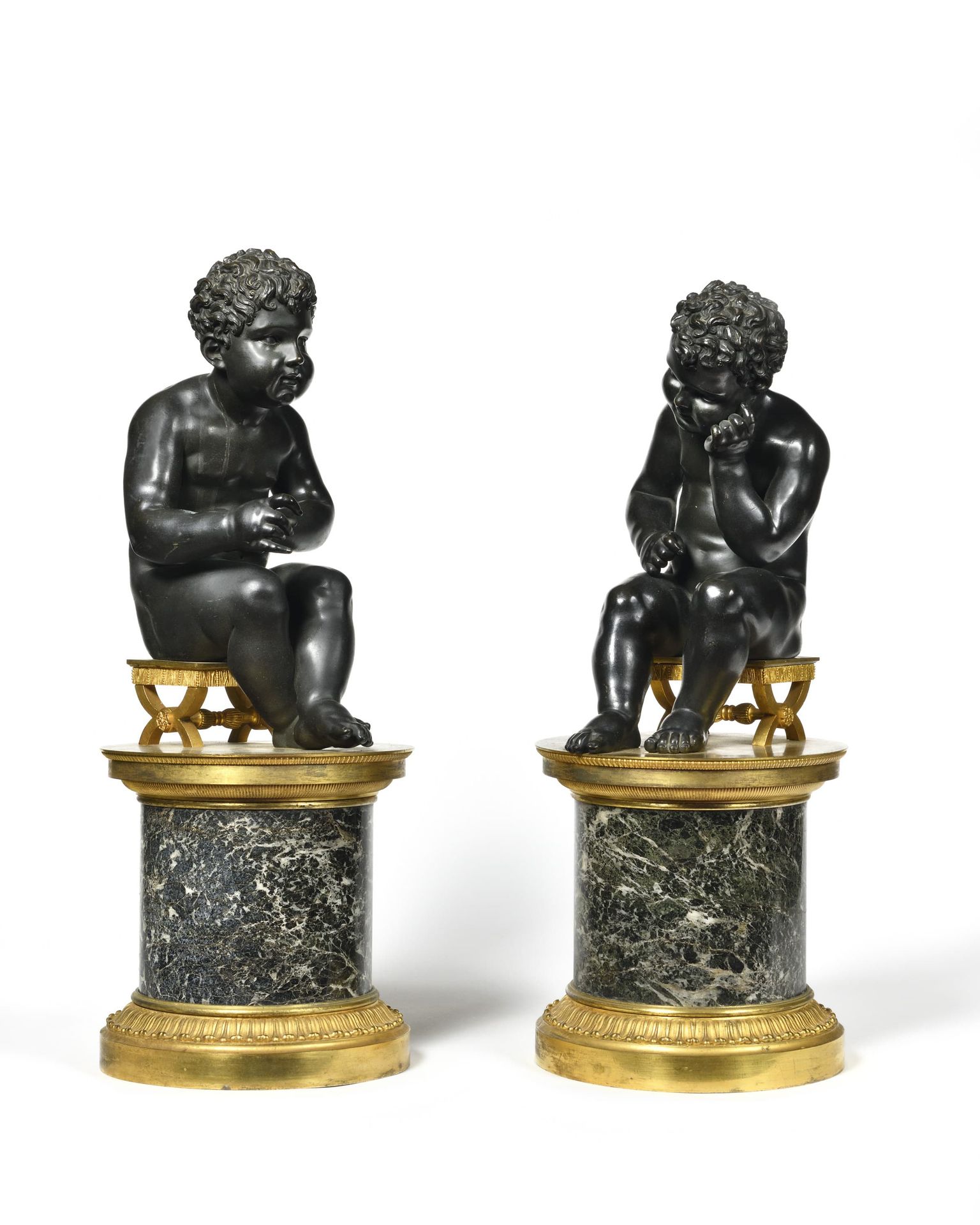 Null RARE AND LARGE PAIR OF PUTTI, "THE TWO LOVES
Seated on small stools in x, i&hellip;