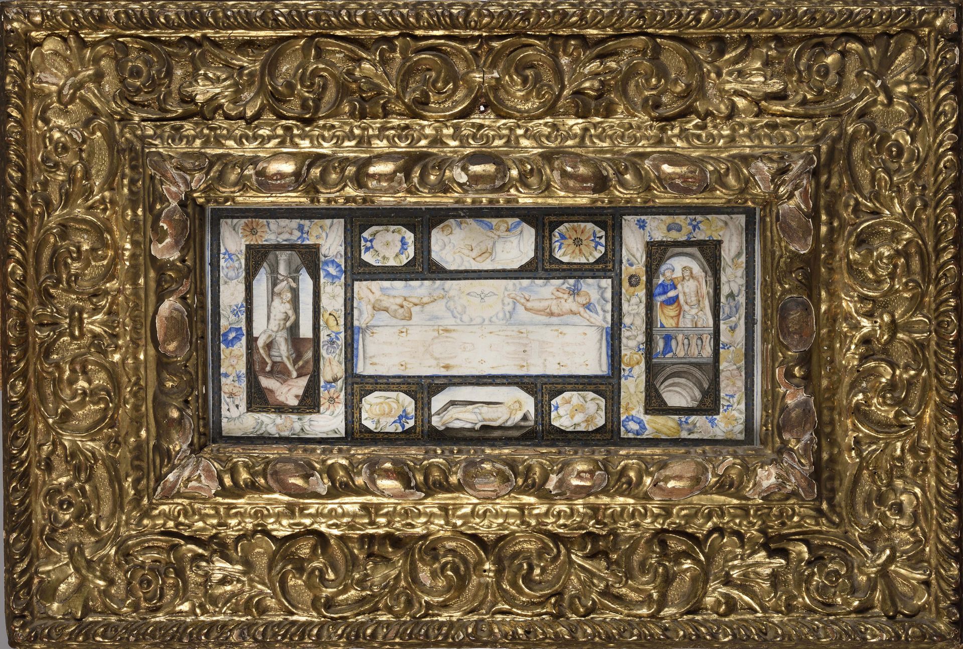 Null 16世纪意大利学校

耶稣受难记》的场景

水粉画在牛皮纸上

13.8 x 32.5厘米

(破损，有缺口)

DB PH 9928 2000/30&hellip;
