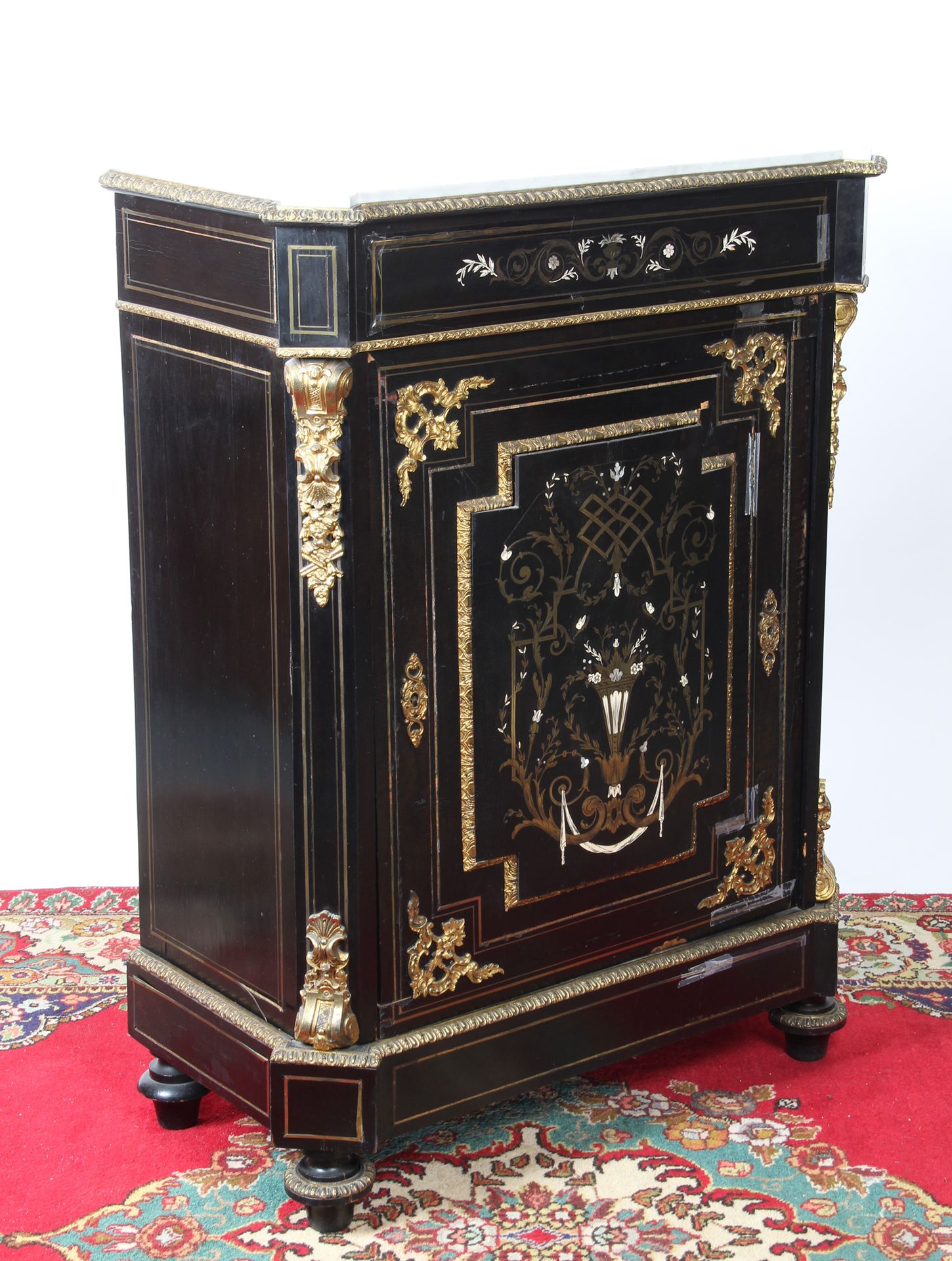Null HAUTE D'APPUI, in blackened wood, fillets and marquetry of brass, mother-of&hellip;