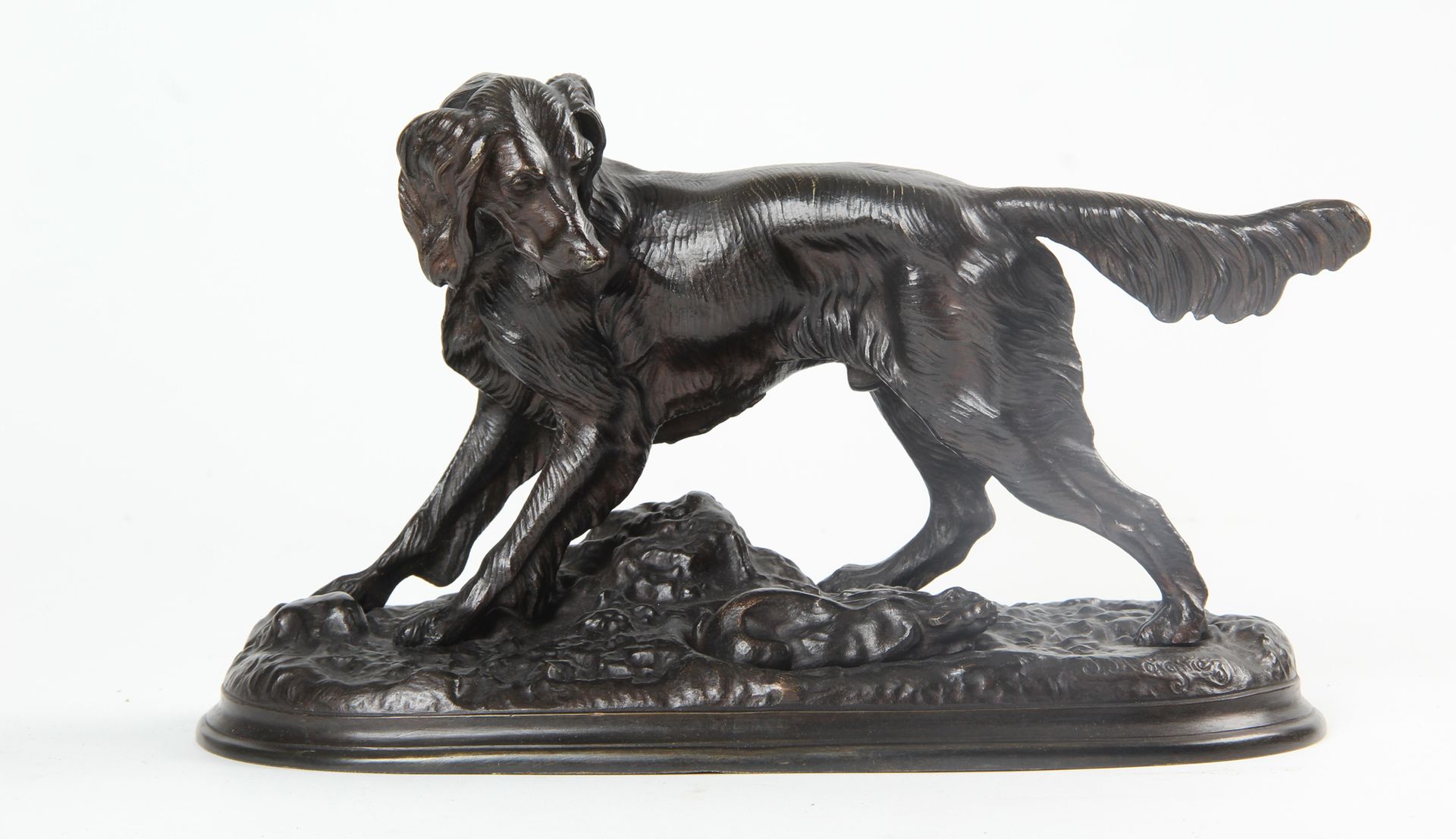 Null Jules MOIGNIEZ (1835-1894) 

"Spaniel und Hase"

Bronze mit brauner Patina &hellip;