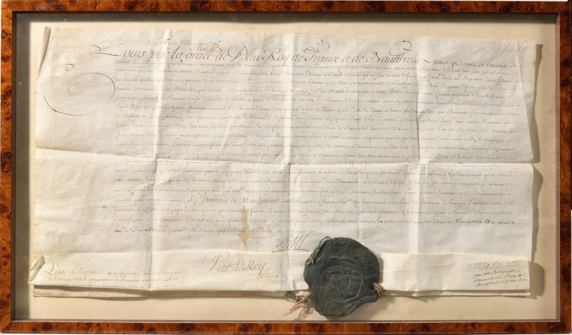 Null 坎布雷大主教法庭的律师阿努特-尼古拉-德-莫奇尔（Arnout Nicolas de Merchier）先生的入籍信。
凡尔赛，1690年12月。 
&hellip;