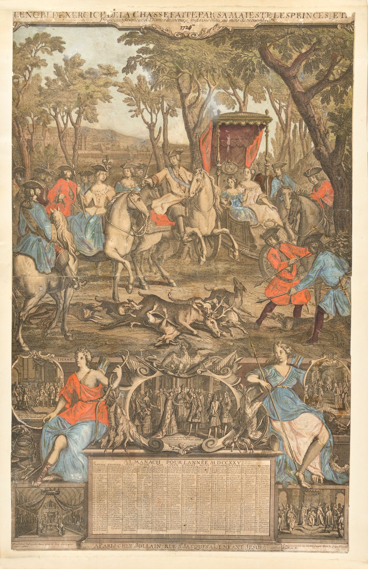 Null Almanacco per l'anno 1725 - Le noble exercice de la chasse fait par sa maje&hellip;