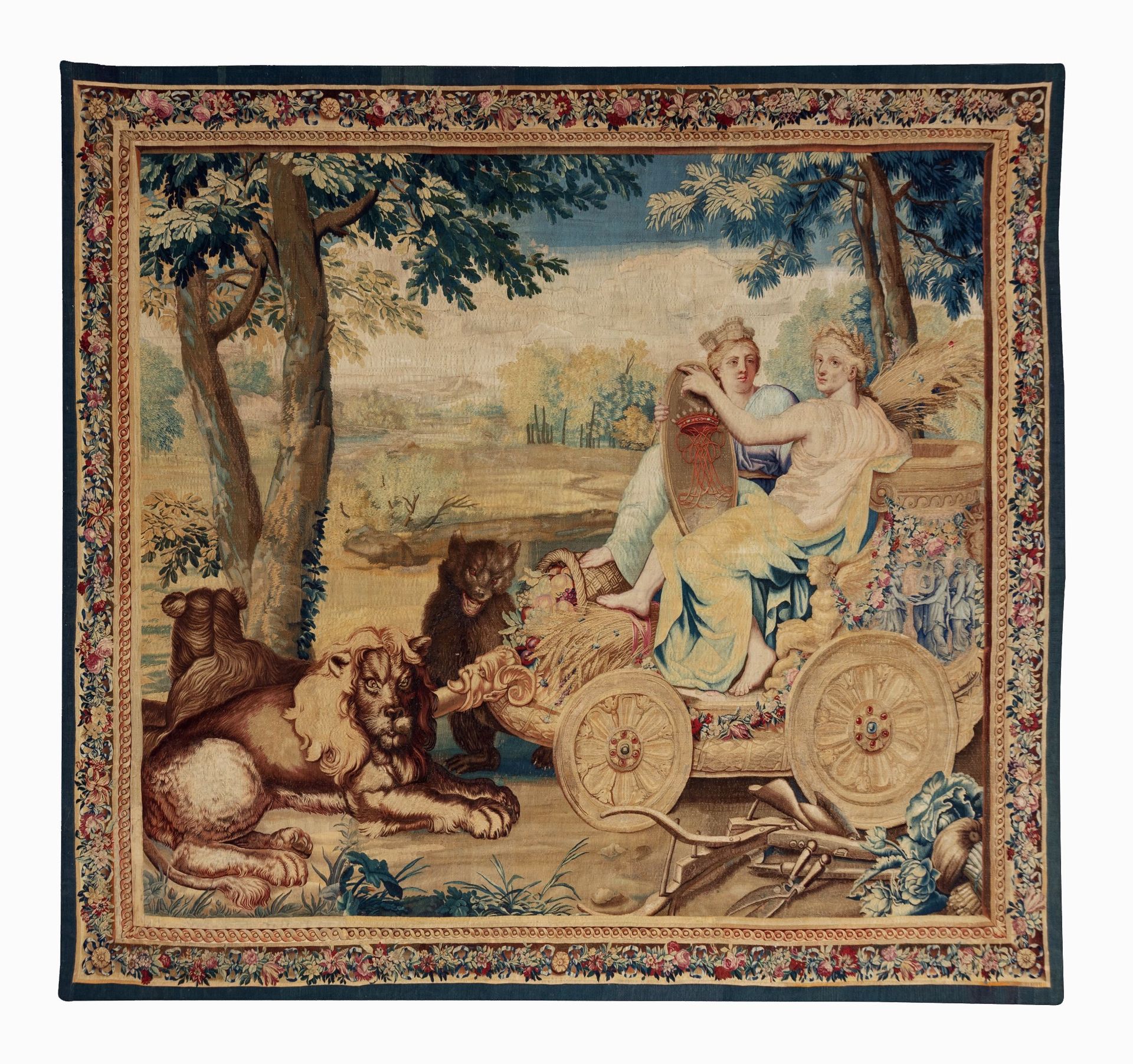 Null 来自约1670年Gobelins工厂的特殊和重要的挂毯，路易十四时期。

悬挂的元素，地球。
赛贝勒和瑟雷斯。
这是一套关于元素的挂毯的一部分。

纸&hellip;
