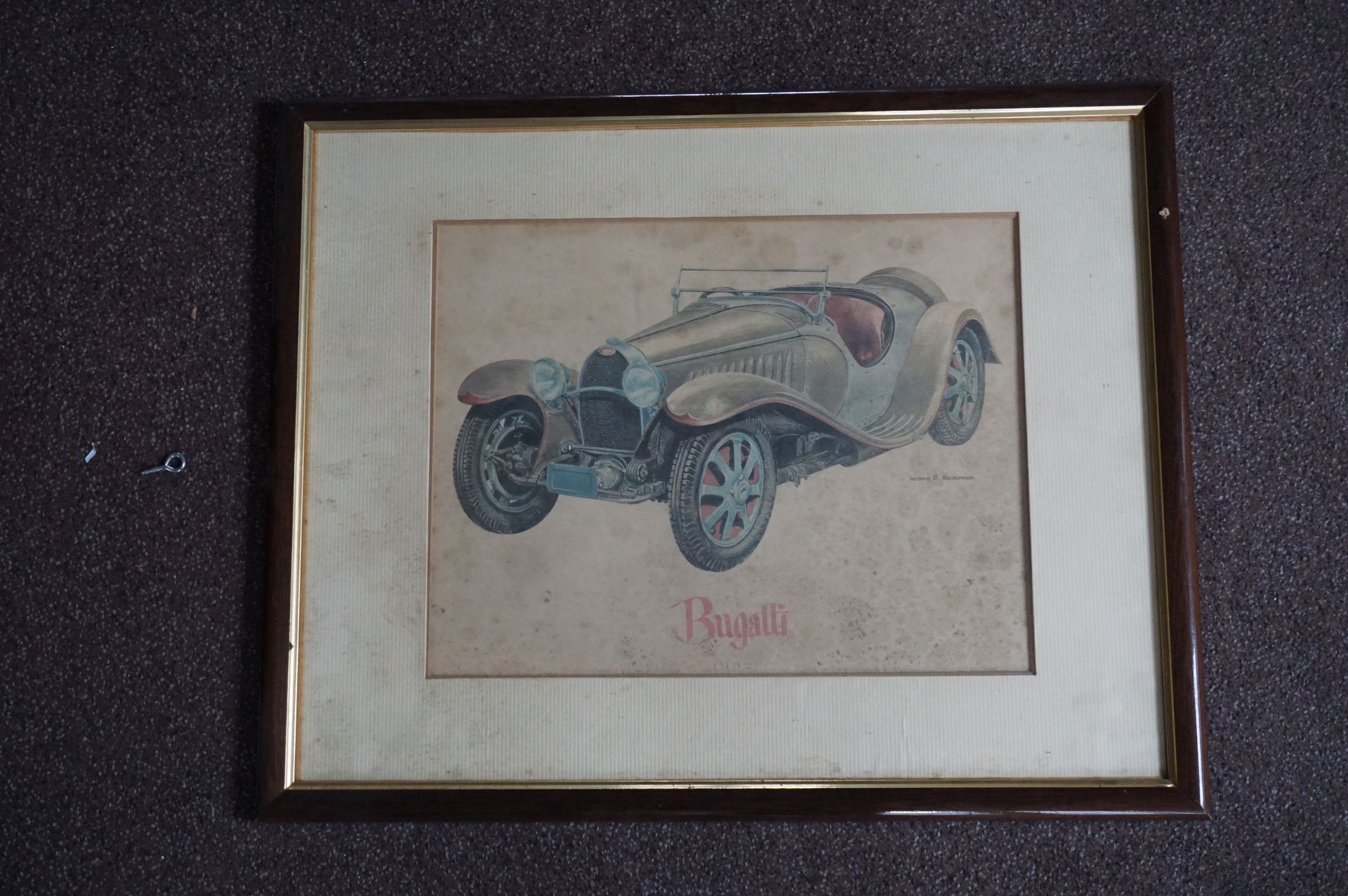 Null Printing of a 1932 Bugatti Type 55 by Jerome D. Biedermon. 
Framed under gl&hellip;