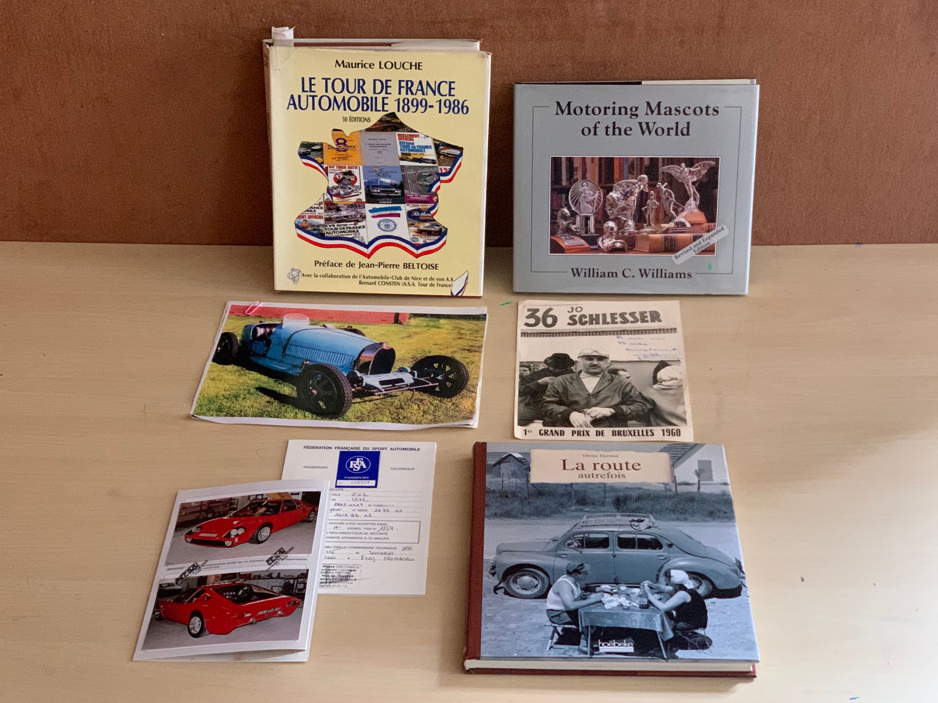 Null 一套3本书和各种文件传单 
- 1899-1986年环法汽车拉力赛
- 世界上的汽车吉祥物
- 过去的道路
等等
