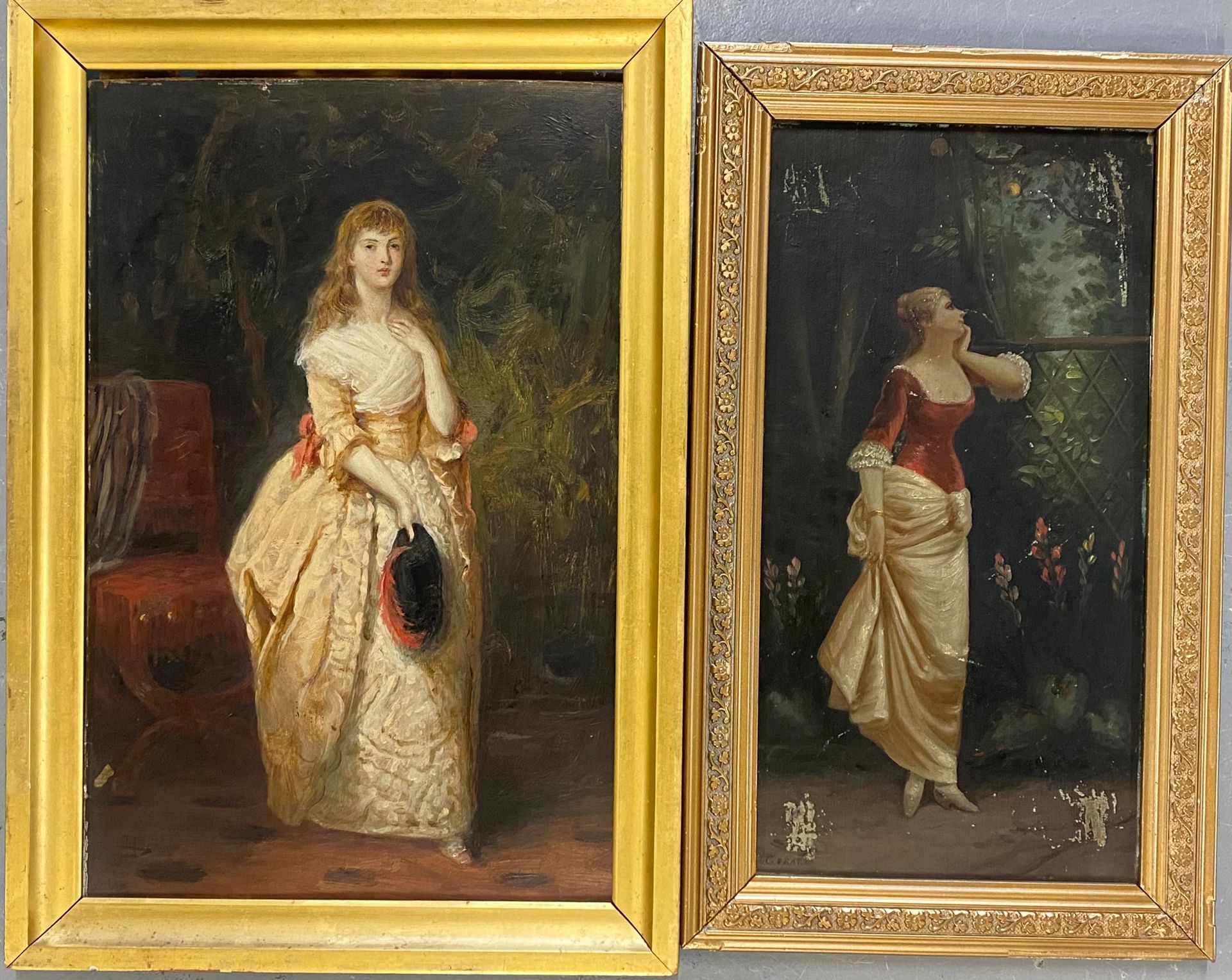 Null 年轻女性

两幅油画，一幅有左下角的签名，另一幅有杰拉德的签名。

44 x 29厘米；41 x 21.5厘米

(缺失)